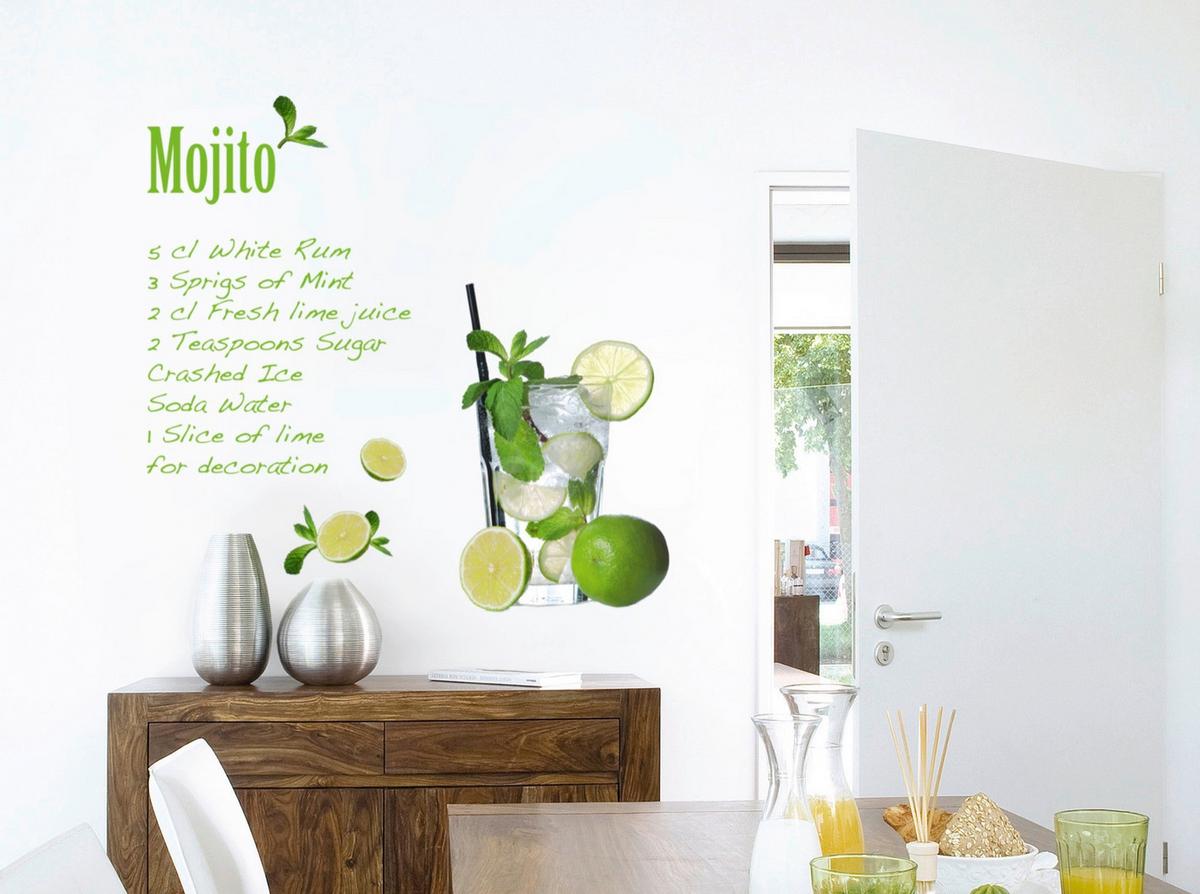 DEKOSTICKER Mojito - Klar/Grün, LIFESTYLE, Kunststoff (100/70cm) - Komar