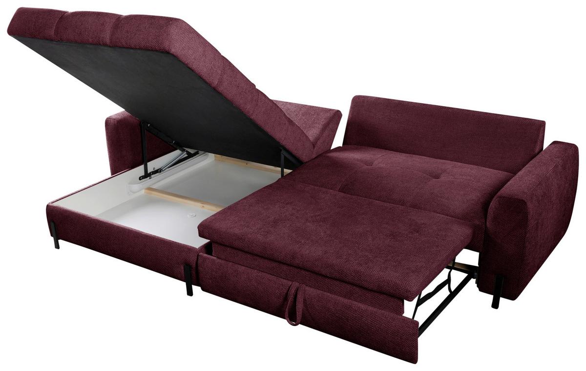 Ecksofa Naomi Bordeaux/Schwarz, 162 cm - Bordeaux/Schwarz, Design, Textil (162/265cm) - MID.YOU