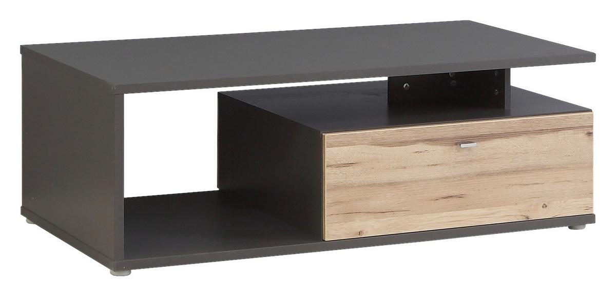 Couchtisch Mit Schublade Und Fach Como, Eiche/dunkelgrau - Eichefarben/Dunkelgrau, KONVENTIONELL, Holzwerkstoff/Kunststoff (120/59/40cm) - MID.YOU