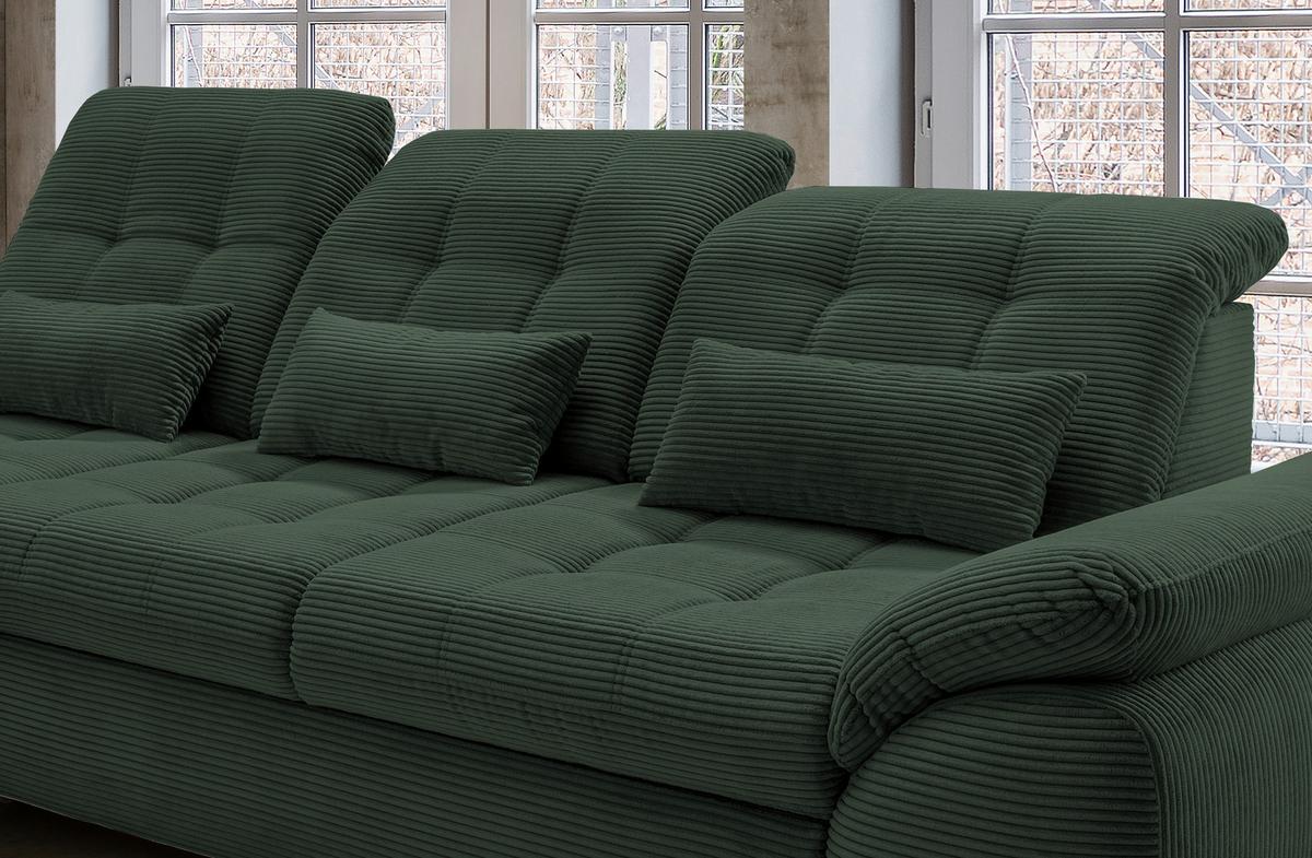Ecksofa Mit Bettkasten Rigatti Dunkelgrün 184x314 Cm - Dunkelgrün/Schwarz, MODERN, Textil (184/314cm) - Livetastic