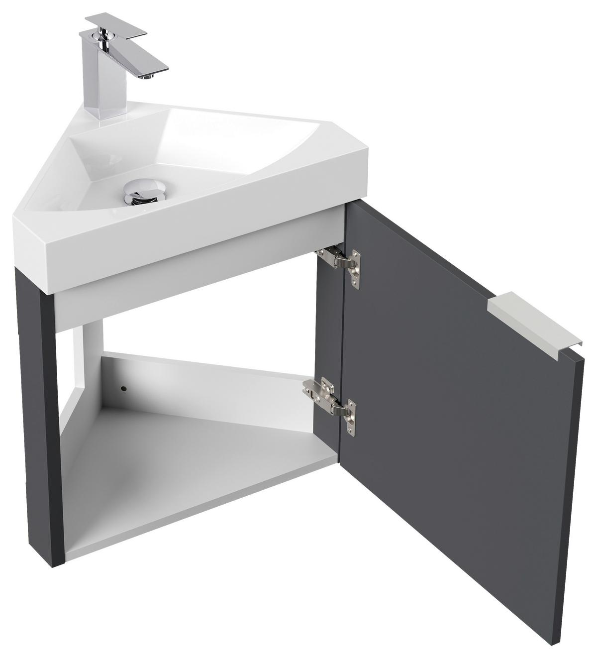 Gästebad Delta Graphitfarben B: 52,3 cm - Graphitfarben, MODERN, Holzwerkstoff/Stein (52,3cm) - MID.YOU