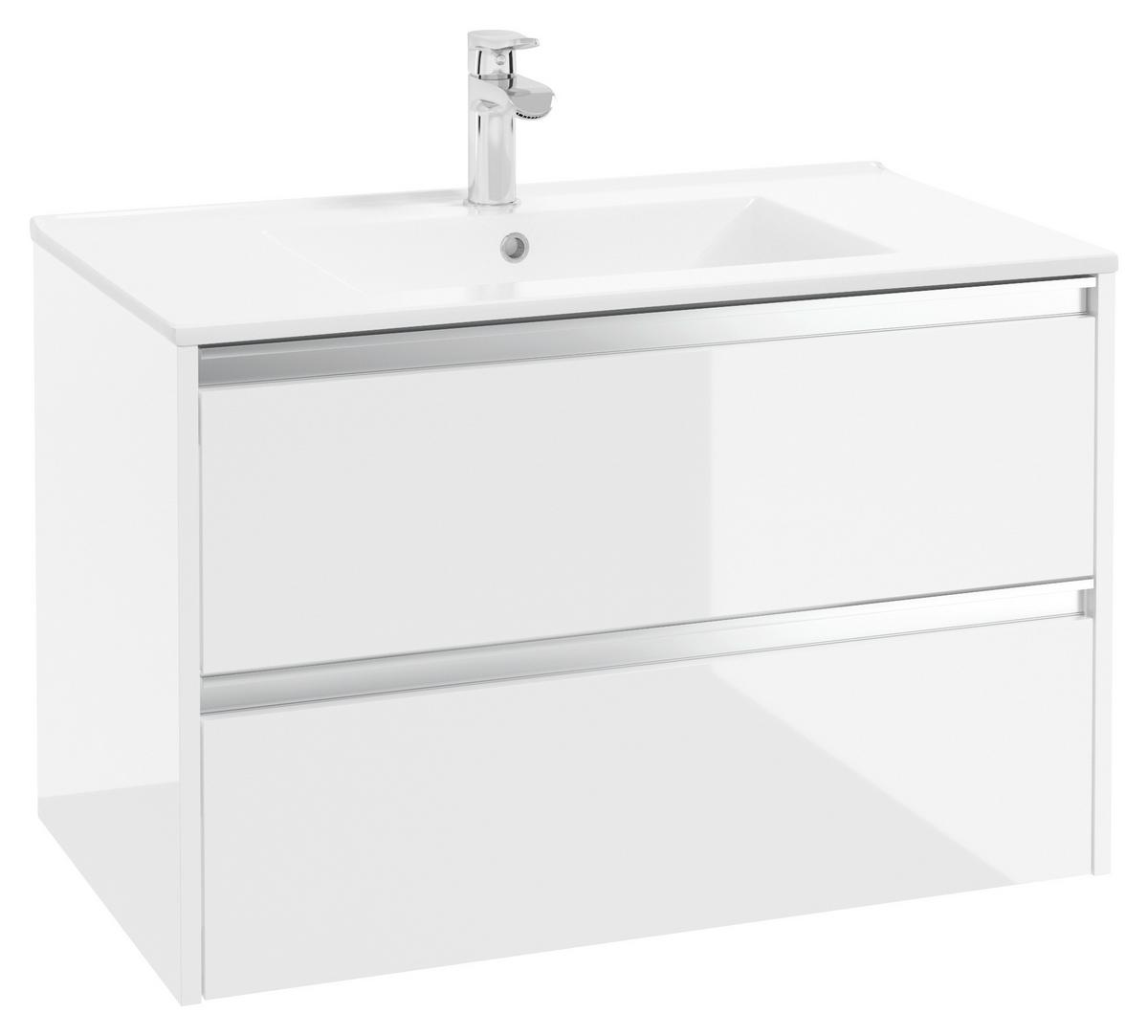 Waschbecken mit Unterschrank Nena B: 80 cm Weiß - Weiß, Basics, Keramik/Holzwerkstoff (80cm) - MID.YOU