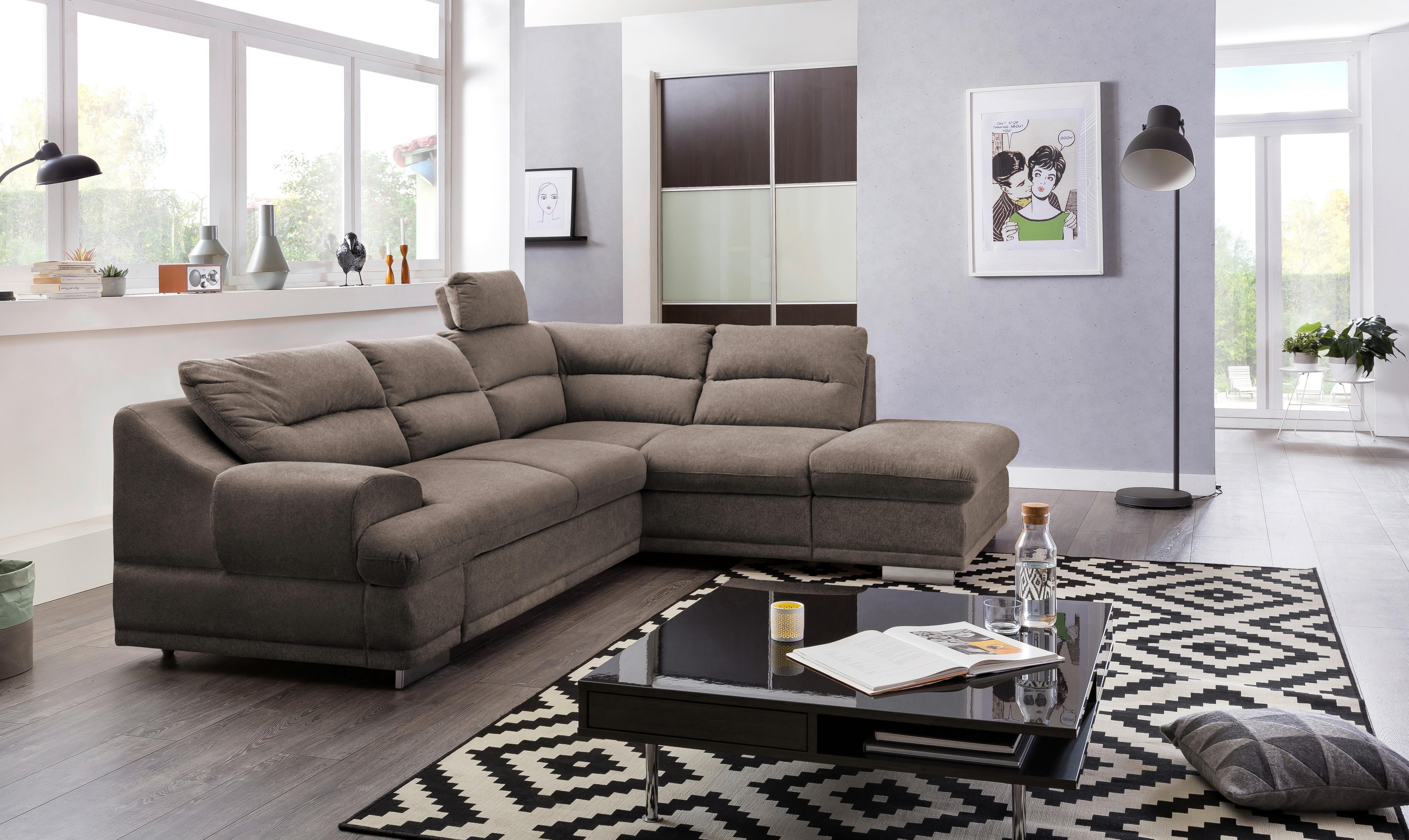 Ecksofa Mit Schlaffunktion & Bettkasten Seaside Braun - Chromfarben/Braun, KONVENTIONELL, Textil (264/217cm) - MID.YOU