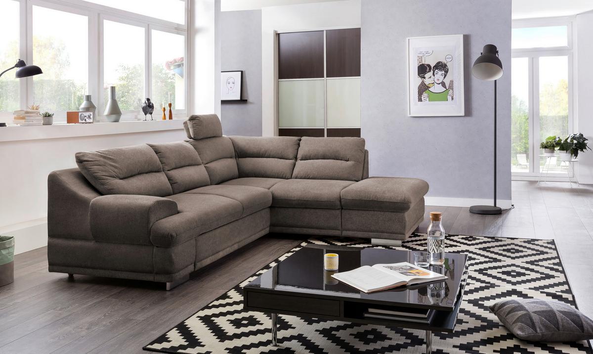 Ecksofa mit Schlaffunktion & Bettkasten Seaside Braun - Chromfarben/Braun, KONVENTIONELL, Textil (264/217cm) - MID.YOU