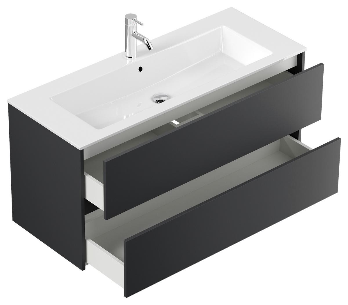 BADEZIMMER Limes, Graphitfarben B: 120 cm - Graphitfarben/Weiß, Basics, Holzwerkstoff/Stein (120cm) - MID.YOU