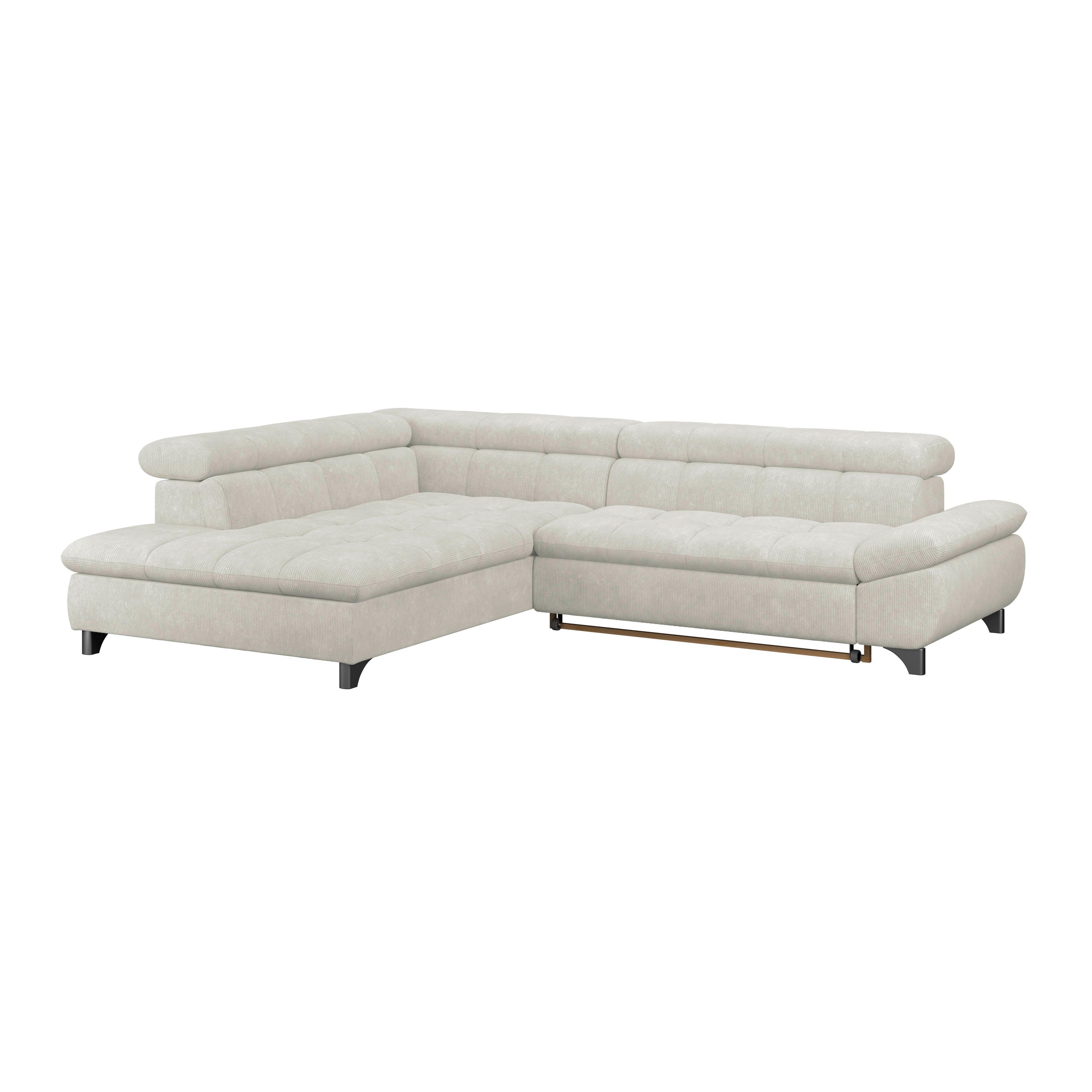 Ecksofa Gemini Elfenbeinfarbig, B: 234cm - Chromfarben/Creme, KONVENTIONELL, Textil (234/312cm)