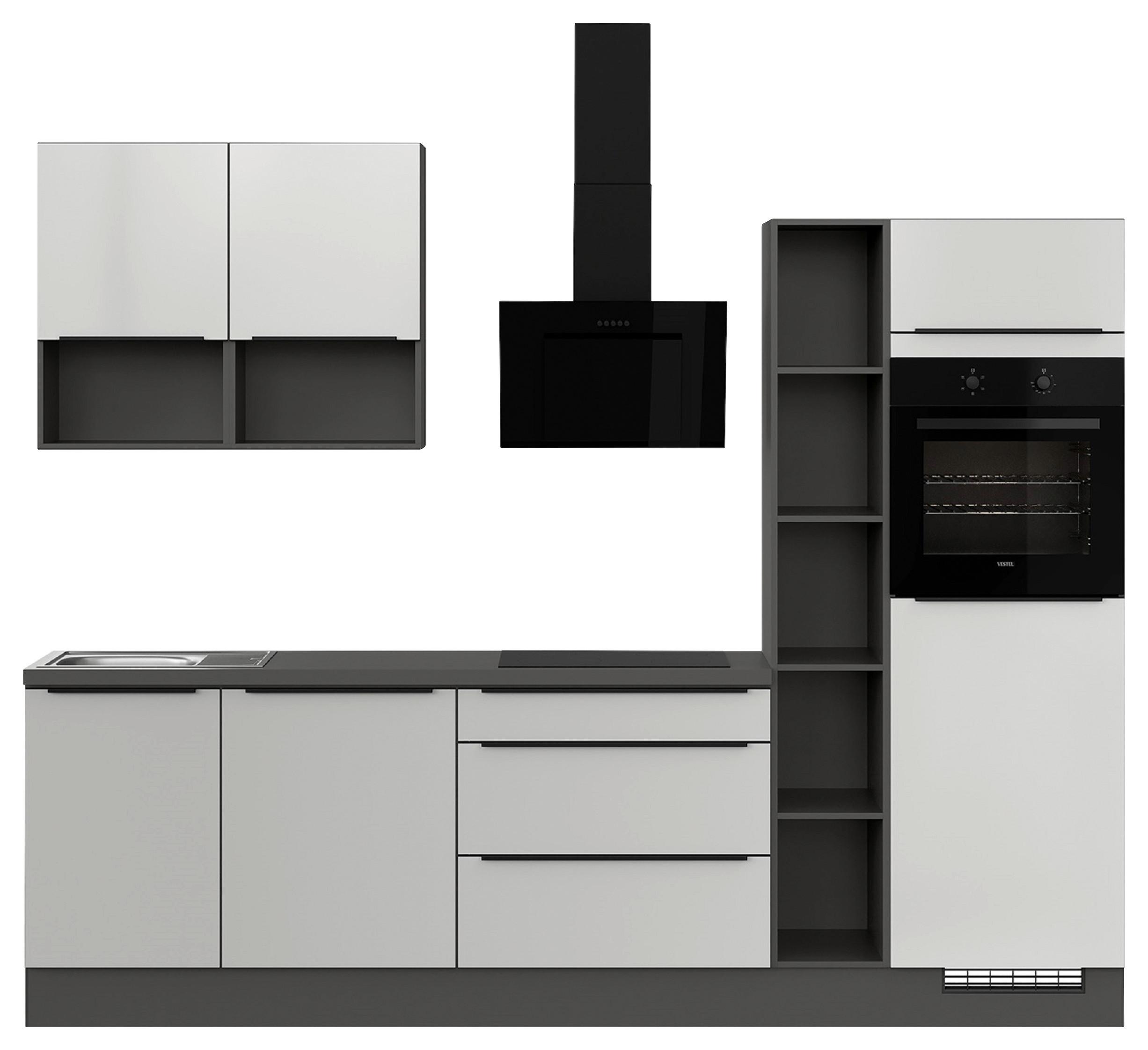 Küchenleerblock Ip4050 - Weiß Hochglanz/Dunkelgrau, Design, Holzwerkstoff (280cm) - Impuls