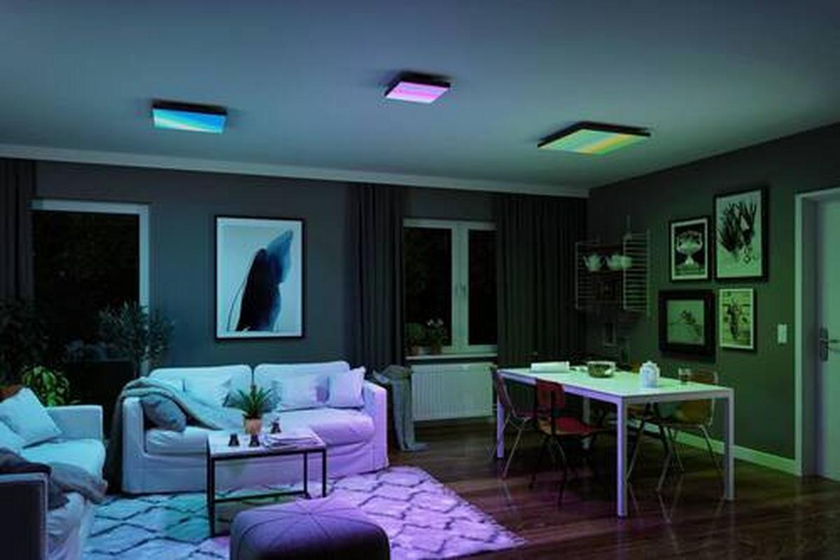 Led-paneel L: 29,5 Cm Dimmbar - Schwarz, Basics, Metall (29,5/29,5/6,4cm) - Paulmann