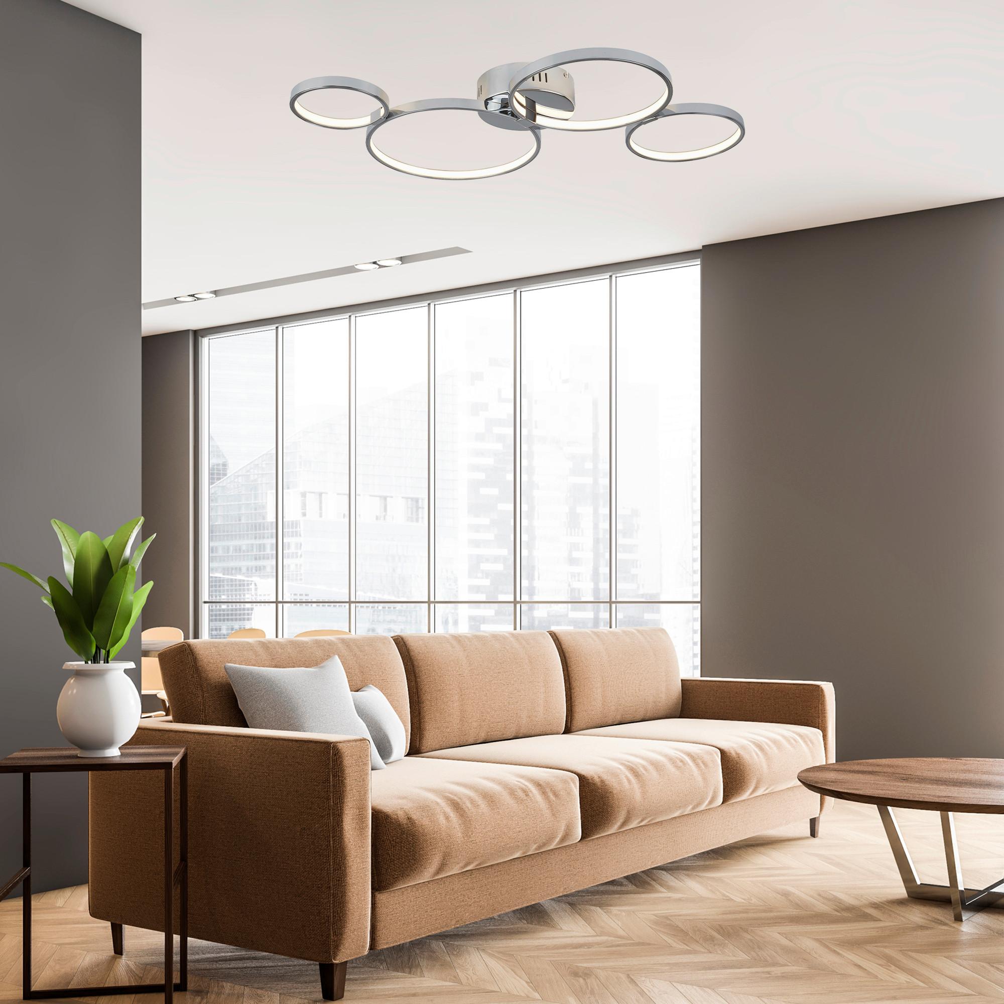 Led-deckenleuchte Solexa 4lt 2004-4cc - Chromfarben/Weiß, Design, Kunststoff/Metall (75/50/7,4cm)