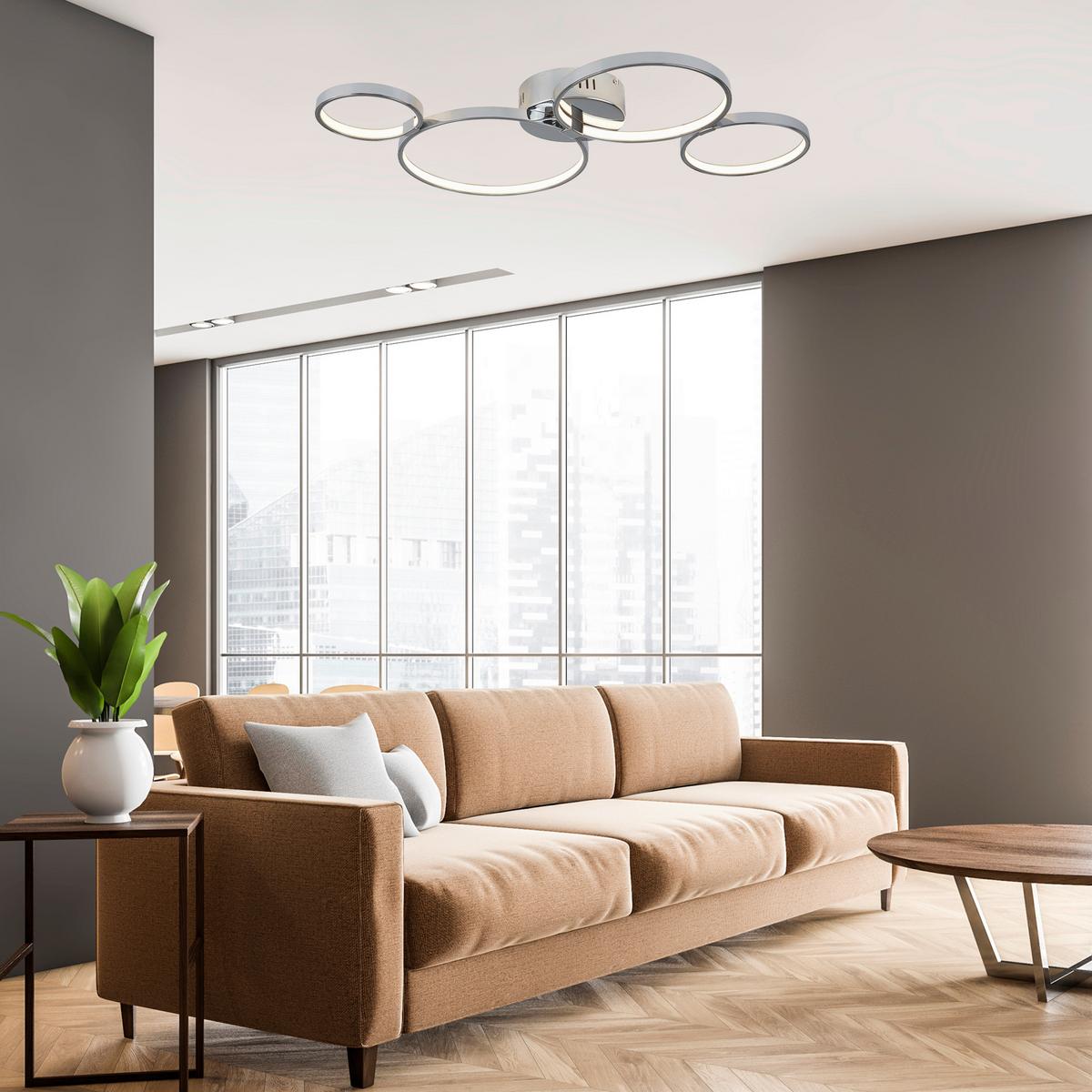 Led-deckenleuchte Solexa 4lt 2004-4cc - Chromfarben/Weiß, Design, Kunststoff/Metall (75/50/7,4cm)