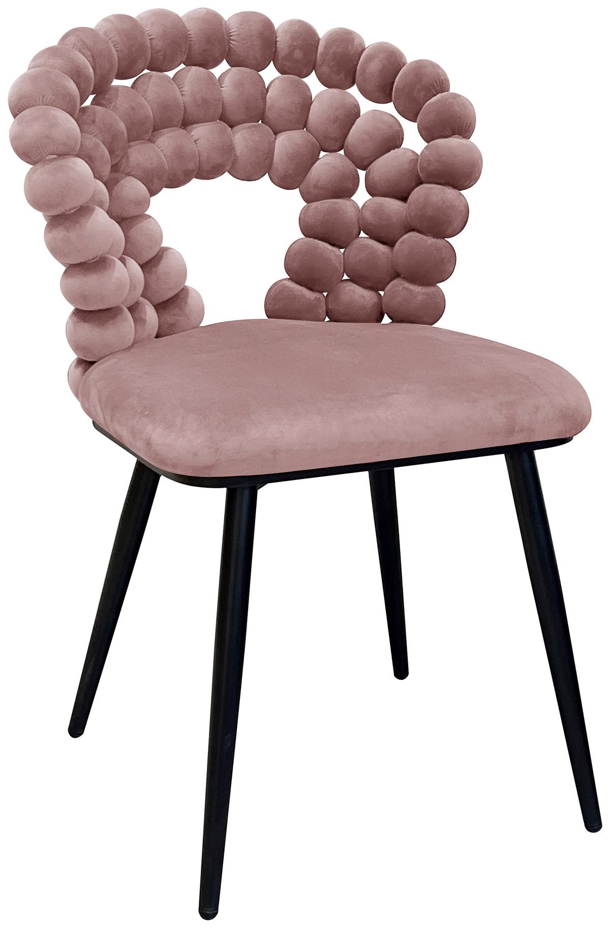 Stolička LIA zamat ružová - pink/čierna, Lifestyle, kov/drevo (55/85/62cm) - Mömax