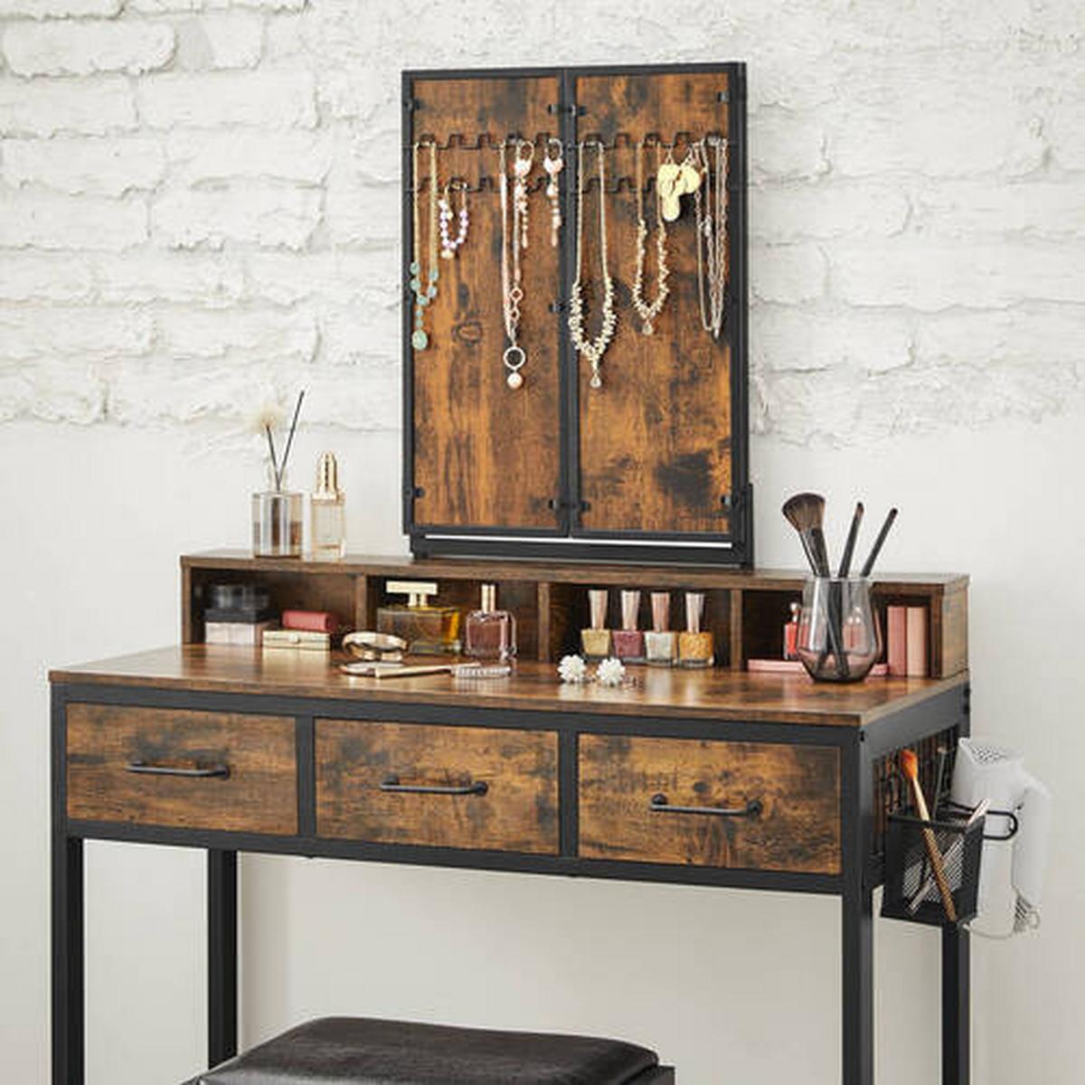 Schminktisch B: 40 cm Braun/Schwarz - Schwarz/Braun, Trend, Glas/Holzwerkstoff (90/40/141cm) - Boxxx