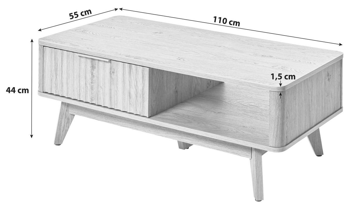 Couchtisch Wave Coffee Sk - Eichefarben, MODERN, Holzwerkstoff (110/55/44cm) - Livetastic