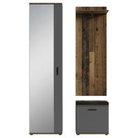 Garderobe Jakob 4-Teilig Anthrazit/Alteiche B: 49 cm - Alteiche/Anthrazit, Design, Holzwerkstoff (49/196/30cm) - MID.YOU