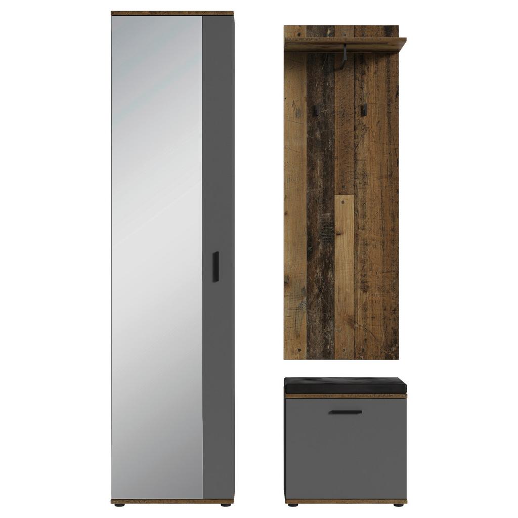 Garderobe Jakob 4-Teilig Anthrazit/Alteiche B: 49 cm