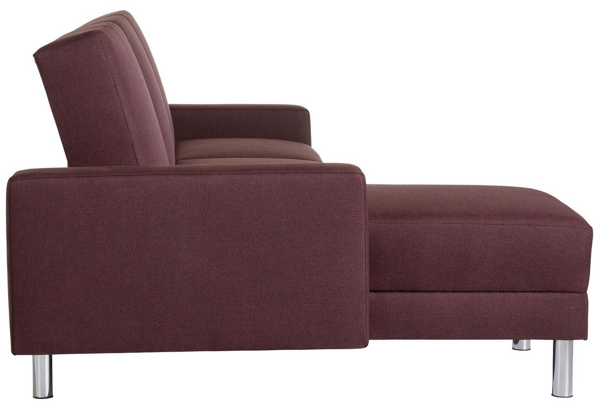 Ecksofa Mit Schlaffunktion Just Fashion, Dunkelrot - Chromfarben/Dunkelrot, KONVENTIONELL, Textil (152/230cm) - Max Winzer