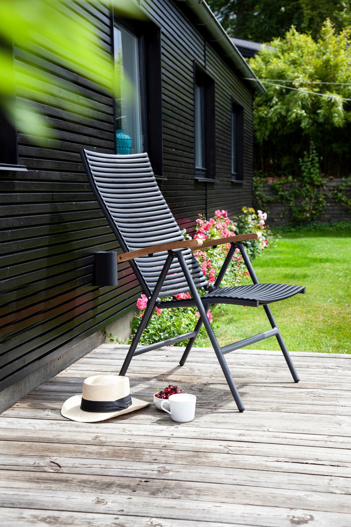 Gartenstuhl Klappbar Mood Position Kunststoff - Anthrazit/Schwarz, KONVENTIONELL, Holz/Kunststoff (60/111/72cm) - Gardenson
