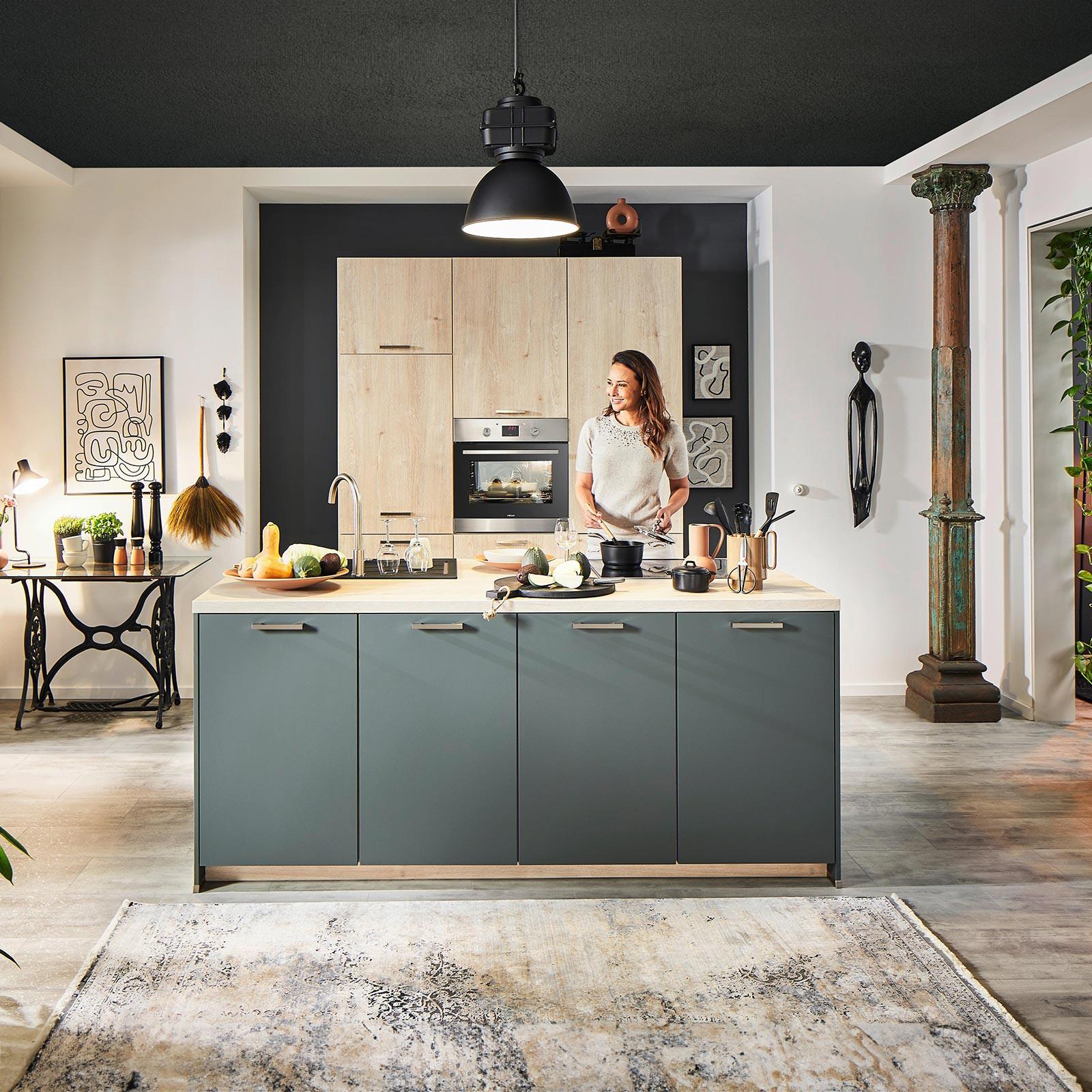 Einbauküche Eastbourne/Nassau Modern - Eichefarben, MODERN, Holzwerkstoff - Vertico