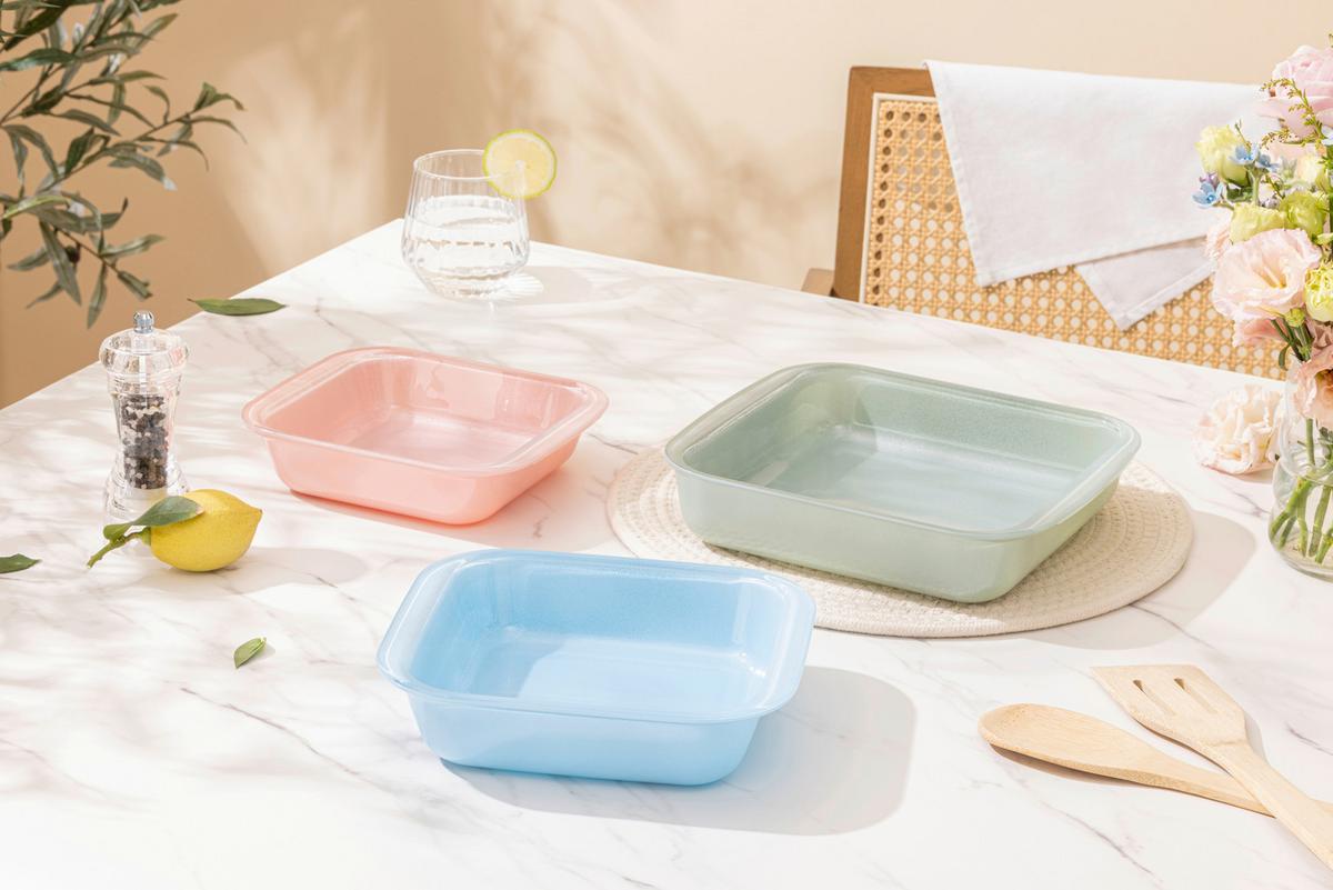 Auflaufformenset Astrid - Blau/Rosa, LIFESTYLE, Glas - Luca Bessoni