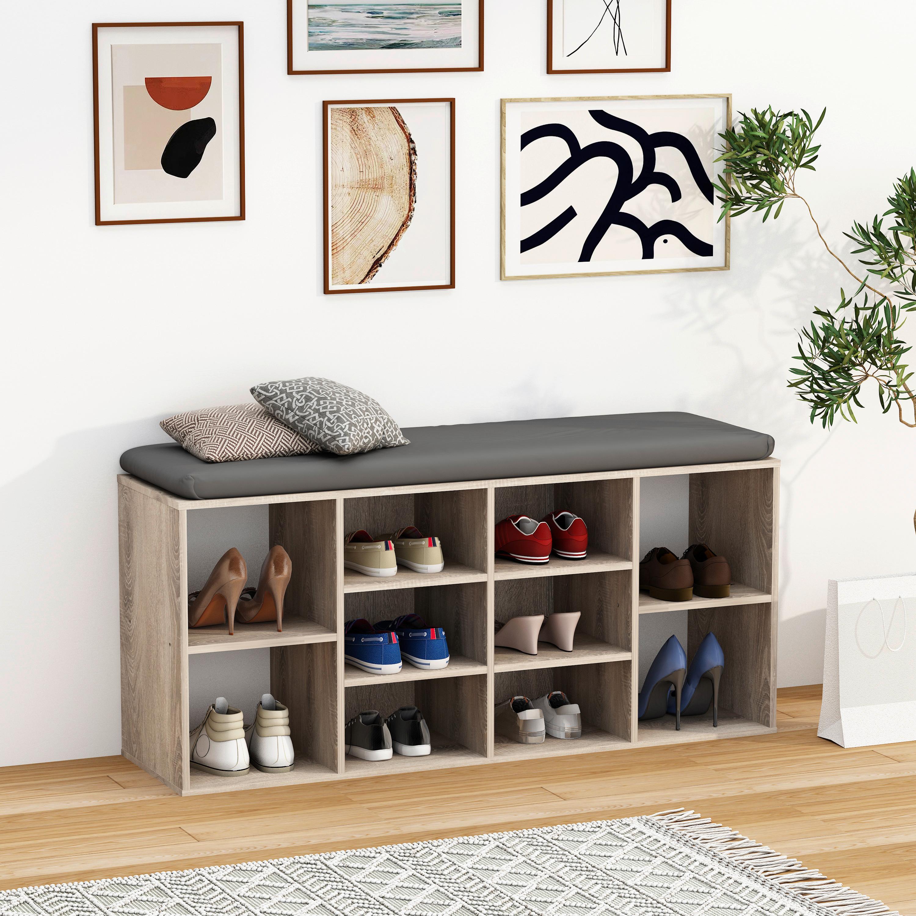Schuhbank Hinsol Sonoma Eiche, 104 cm - Anthrazit/Sonoma Eiche, Design, Holzwerkstoff/Kunststoff (104/50/30cm) - MID.YOU