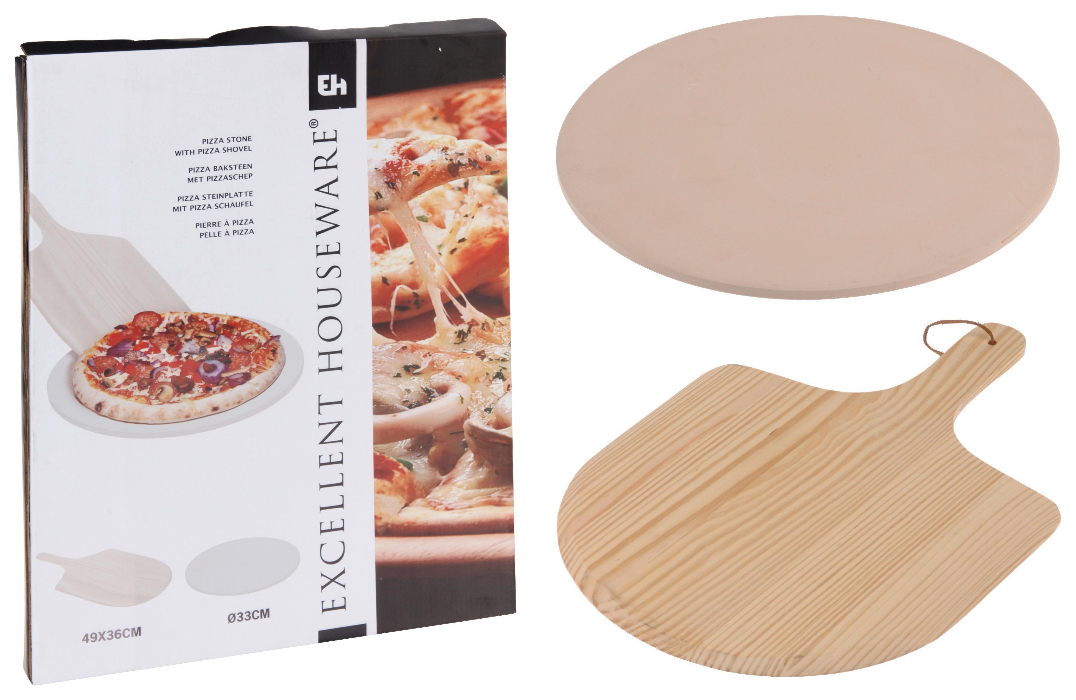 Pizzastein Für Backofen D: 33 Cm Mit Pizzaschaufel - Braun, Basics, Stein (33/1cm)