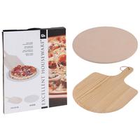 Pizzastein Für Backofen D: 33 Cm Mit Pizzaschaufel - Braun, Basics, Stein (33/1cm)
