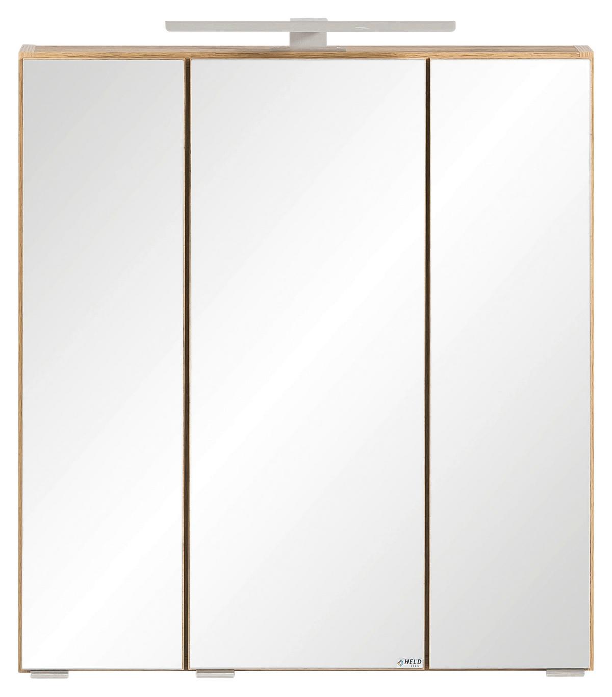 Spiegelschrank Varese mit Led 3-Türig BxHxT: 60x64x20 cm - Eiche Wotan, MODERN, Glas/Holzwerkstoff (60/64/20cm) - Held