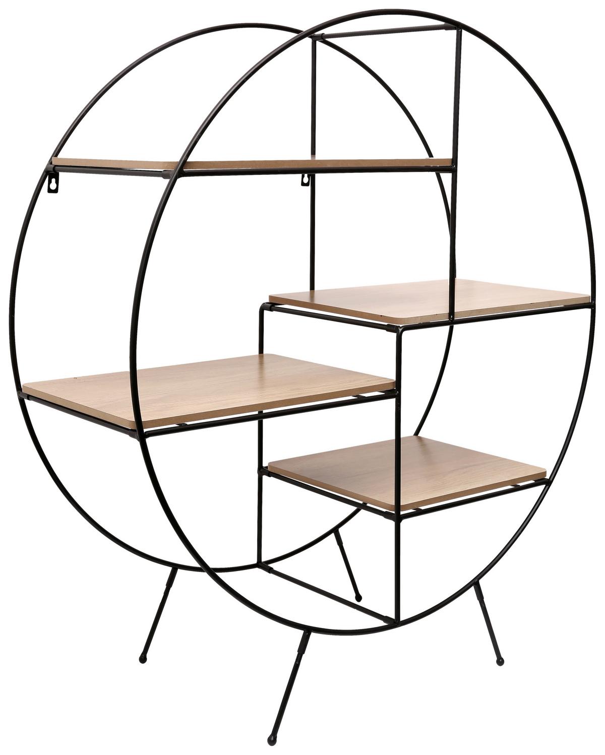 Regal Rund Mailand B: 80 Cm Naturfarben/schwarz - Schwarz/Naturfarben, MODERN, Holzwerkstoff/Metall (80/90/30cm)