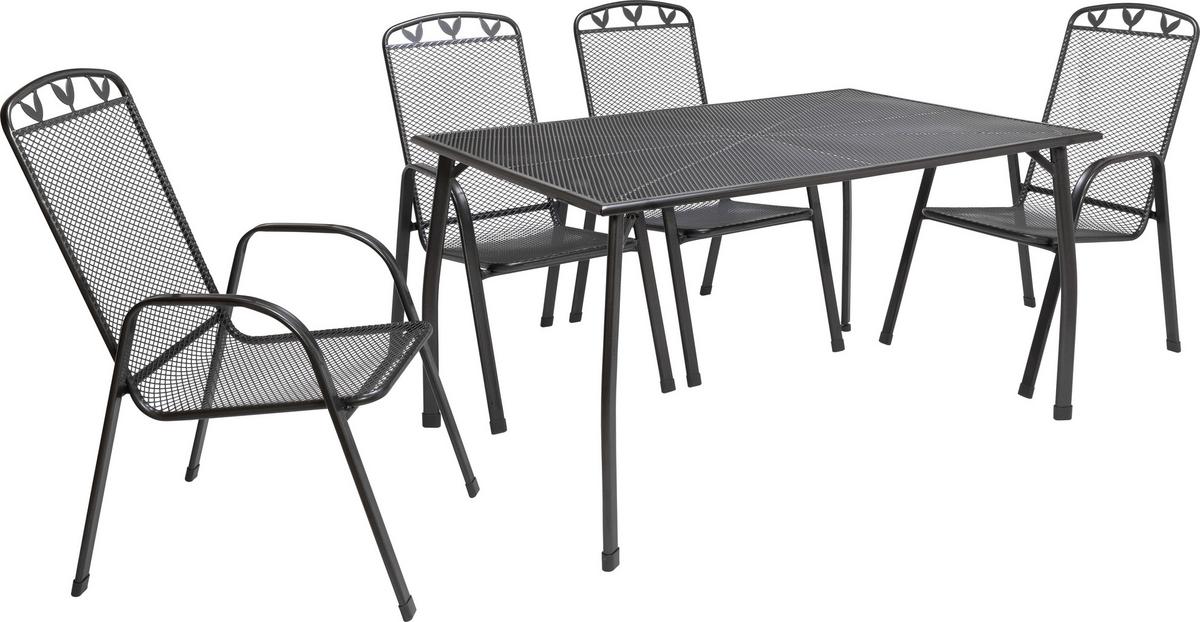 Gartentisch höhenverstellbar Toulouse, Stahl L 140 cm - Anthrazit/Schwarz, MODERN, Kunststoff/Metall (140/74/90cm) - Luca Bessoni