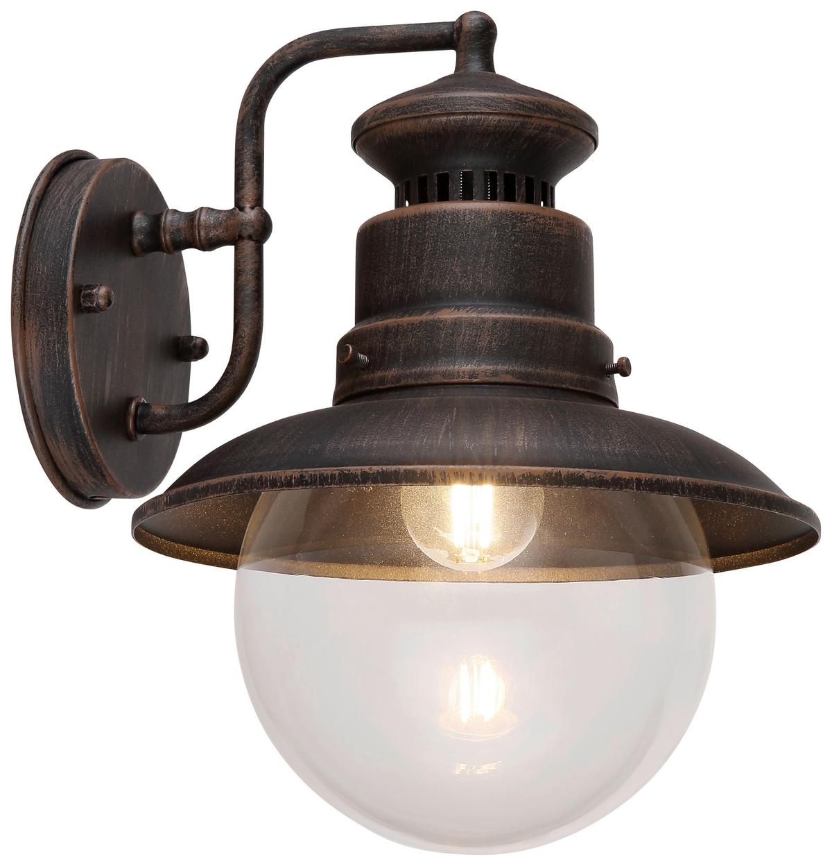 Außenleuchte 3272r 60 Watt Stahl/Glas, Wandmontage - Klar/Rostfarben, MODERN, Glas/Metall (21,5/24,7/27cm)