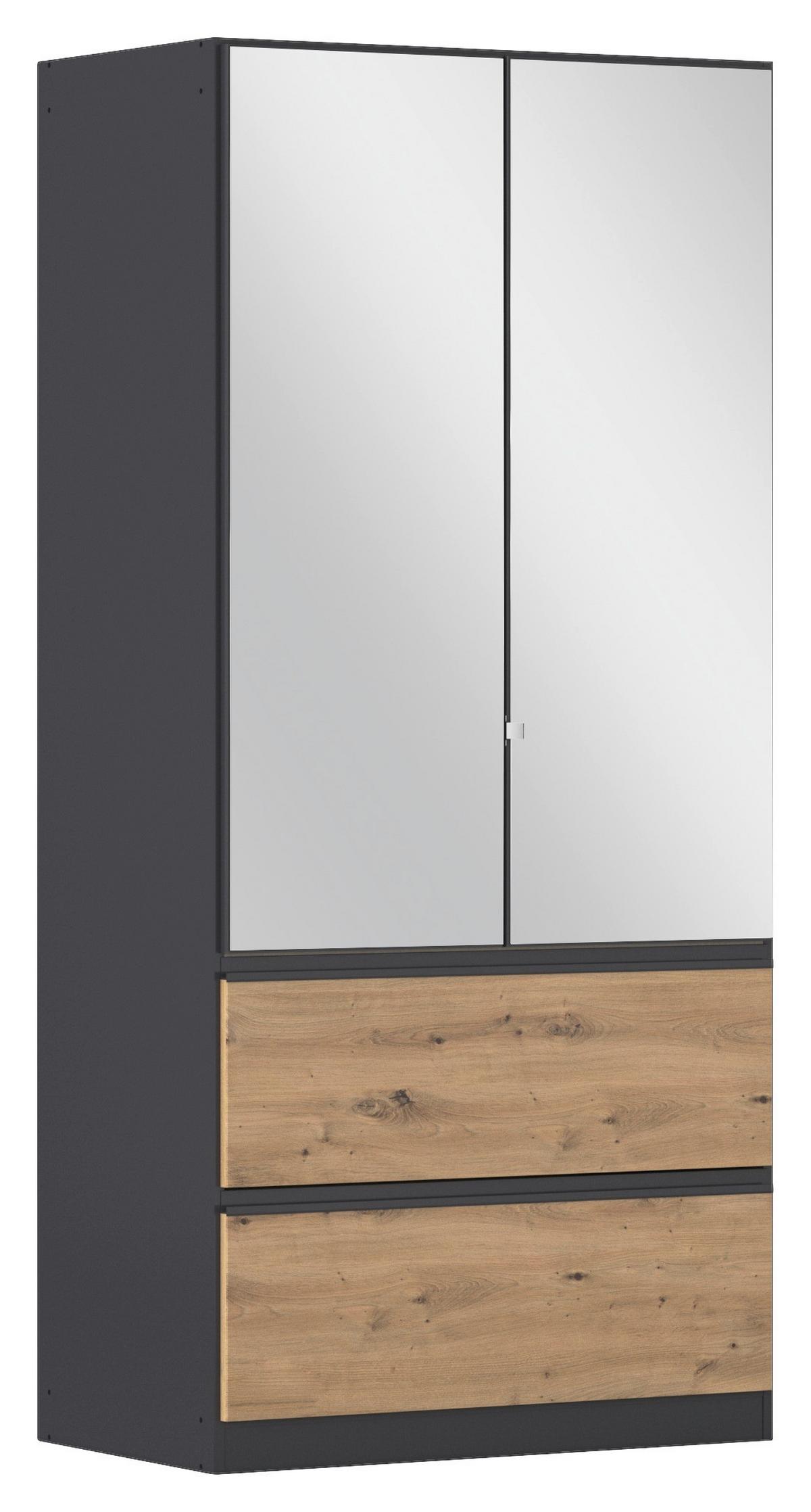 Drehtürenschrank Costa Grau Eiche Artisan Dekor - Eiche Artisan/Grau, MODERN, Holzwerkstoff (91/197/54cm) - Rauch Möbel