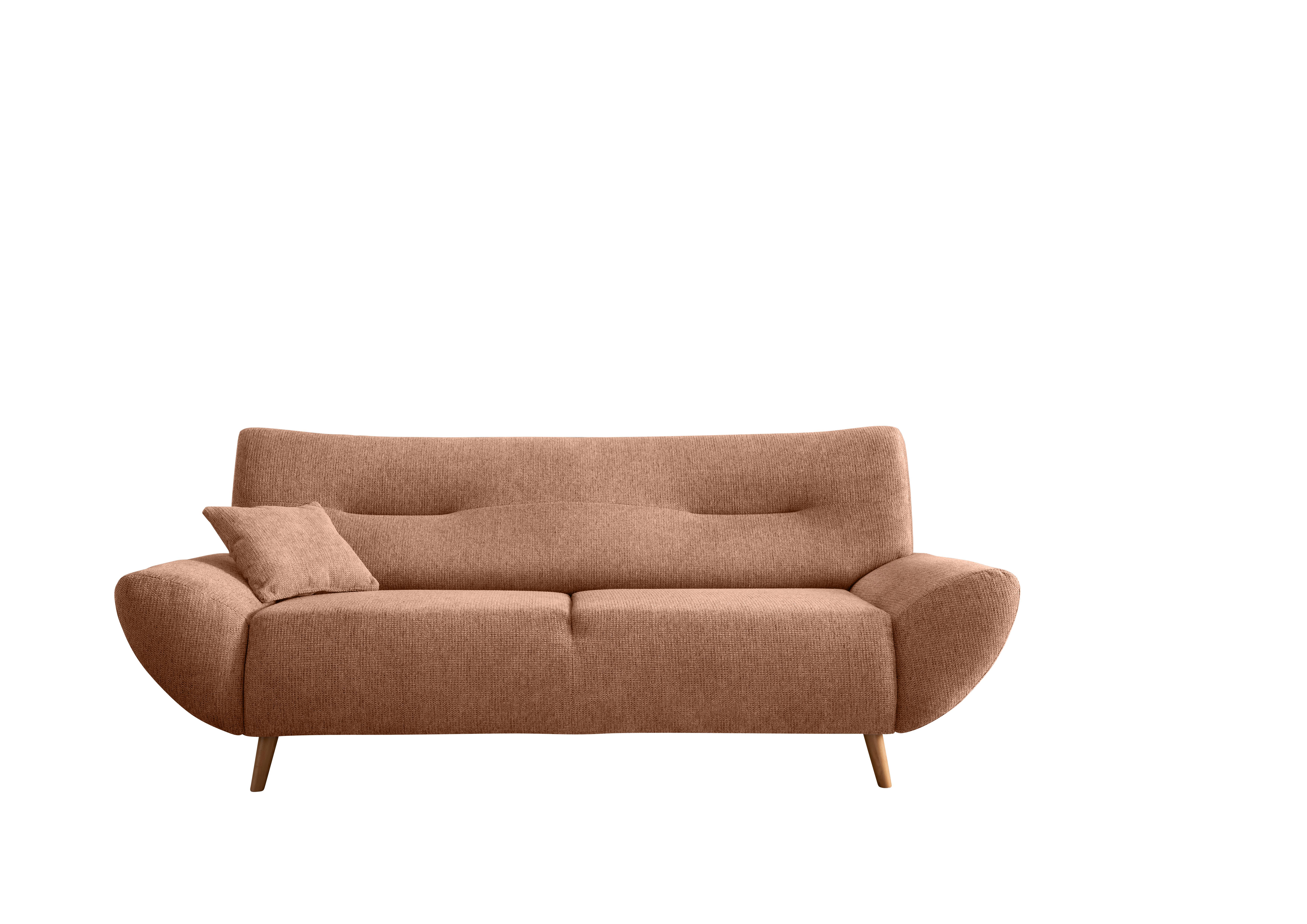 3-Sitzer-Sofa Chenille Koralle Rücken Echt - Wildeiche/Koralle, MODERN, Textil (205/81/90cm) - MID.YOU