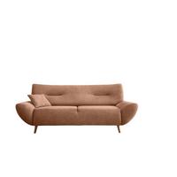 3-Sitzer-Sofa Chenille Koralle Rücken Echt - Wildeiche/Koralle, MODERN, Textil (205/81/90cm) - MID.YOU