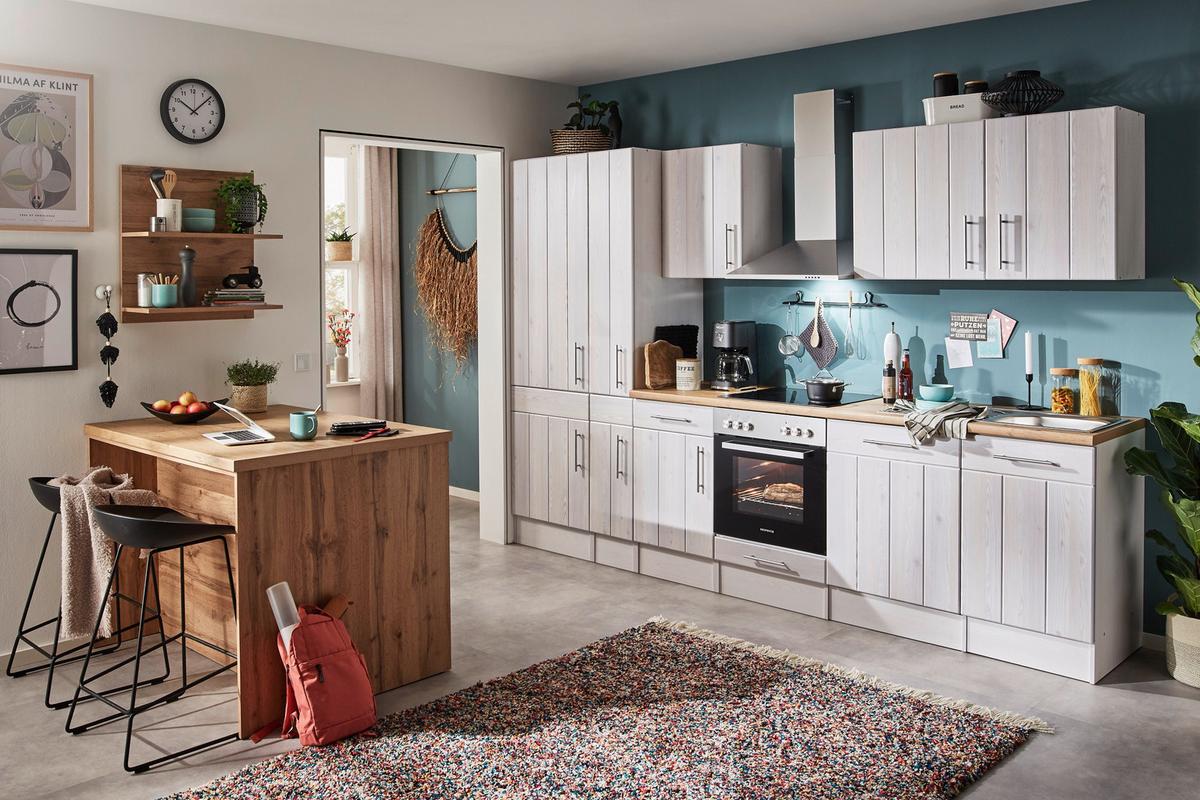 Küchenblock Anton Küchenzeile 310 Cm - Wildeiche/Lärchefarben, LIFESTYLE, Holzwerkstoff (310-124cm) - Respekta