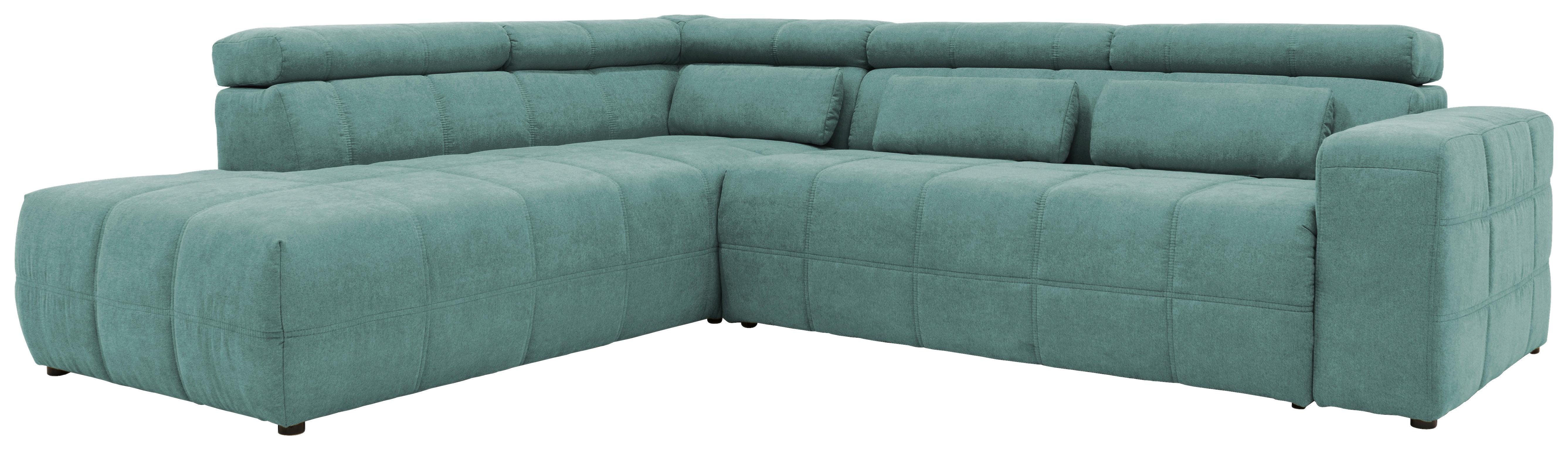 Ecksofa + Kopfteilverstellung Brandon Mintgrün Mikrofaser - Schwarz/Mintgrün, Design, Textil (228/275cm) - MID.YOU