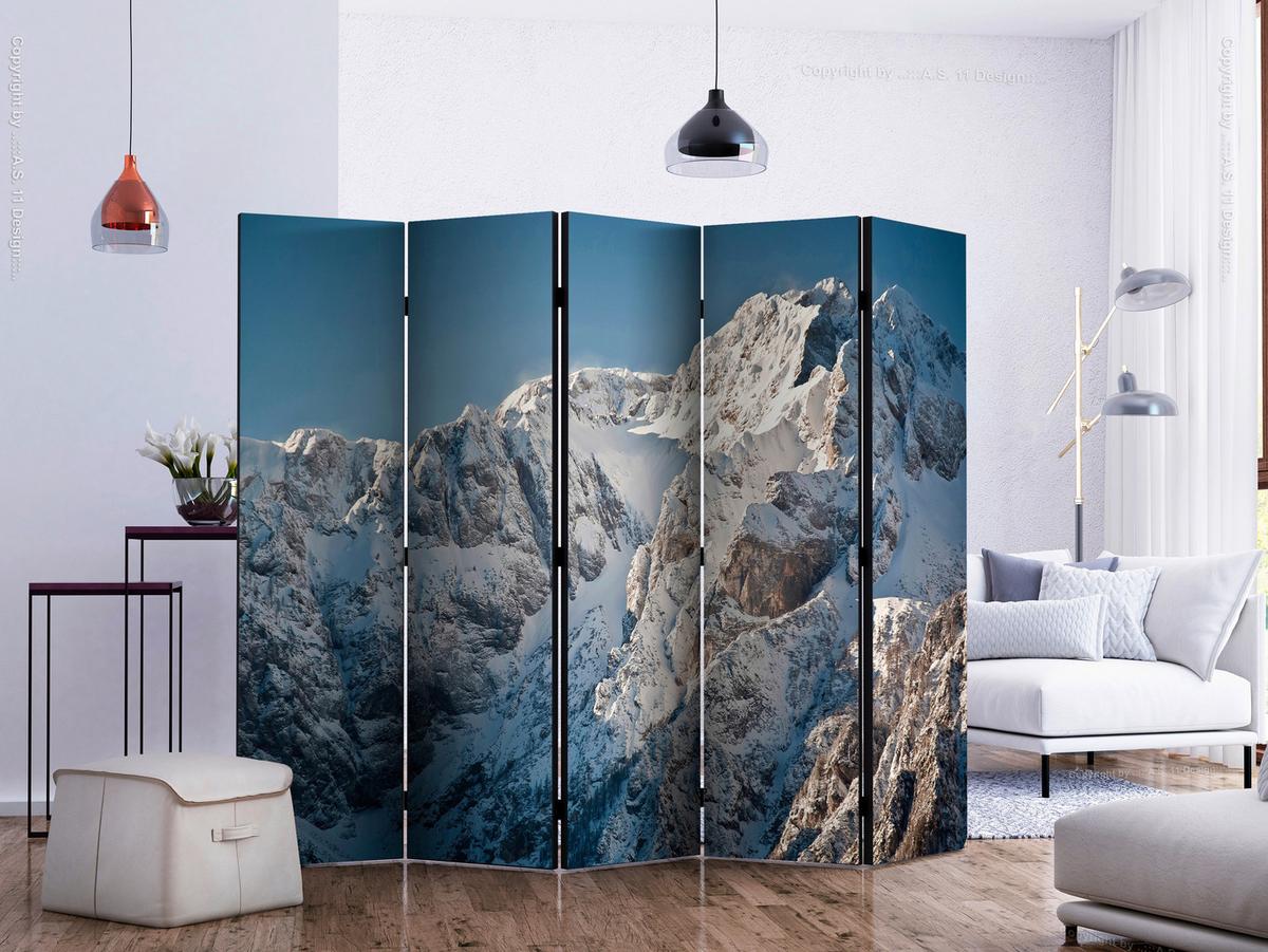 Paravent Weiß Hellblau B: 225 Cm - Weiß/Hellblau, Basics, Holz/Textil (225/172/3cm) - artgeist
