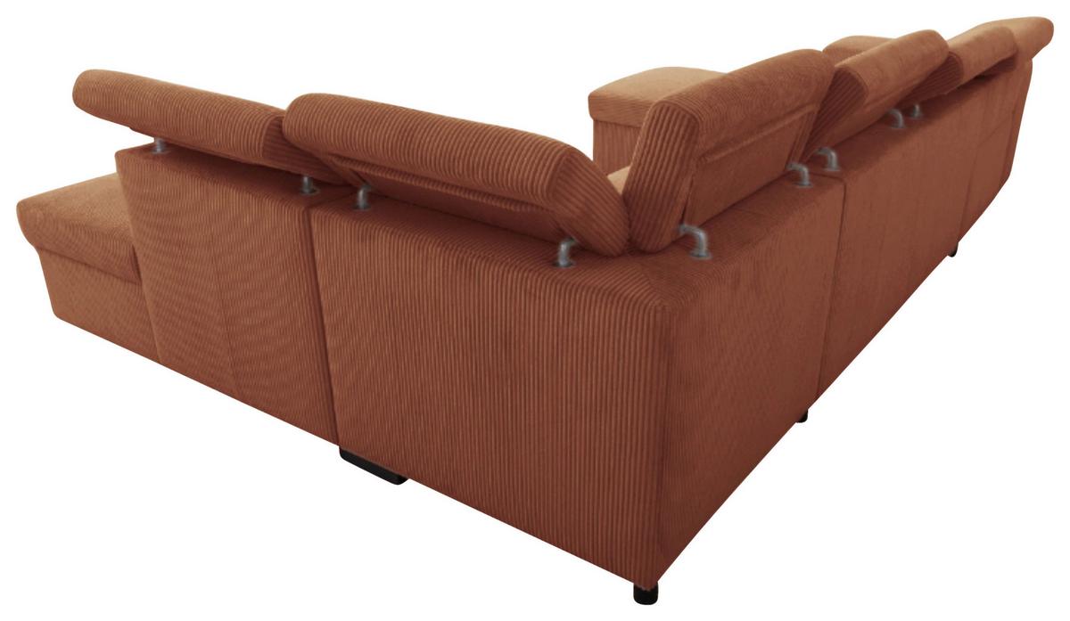 Schlafsofa mit Bettkasten Sirius XL,terracotta,219x334cm - Eichefarben/Terracotta, KONVENTIONELL, Holz/Holzwerkstoff