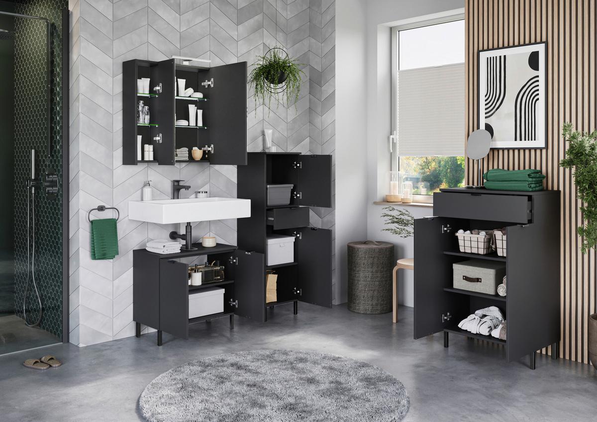 Waschbeckenunterschrank Gw-Arcena - Schwarz/Graphitfarben, MODERN, Holzwerkstoff (60/56/34cm) - Germania