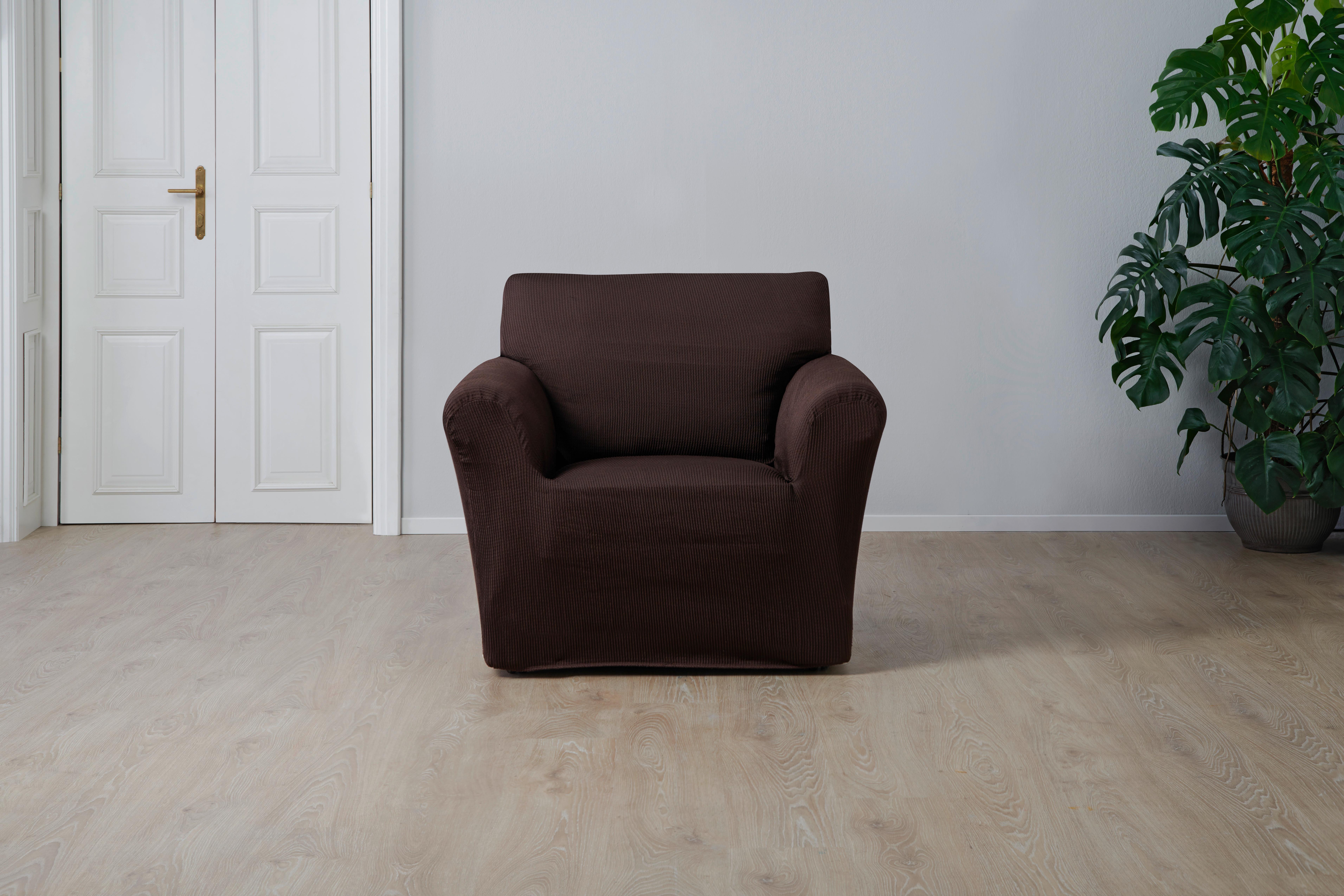 Sofabezug Clara 1-sitzer Braun Baumwolle Stretch-Gewebe - Braun, ROMANTIK / LANDHAUS, Textil - James Wood