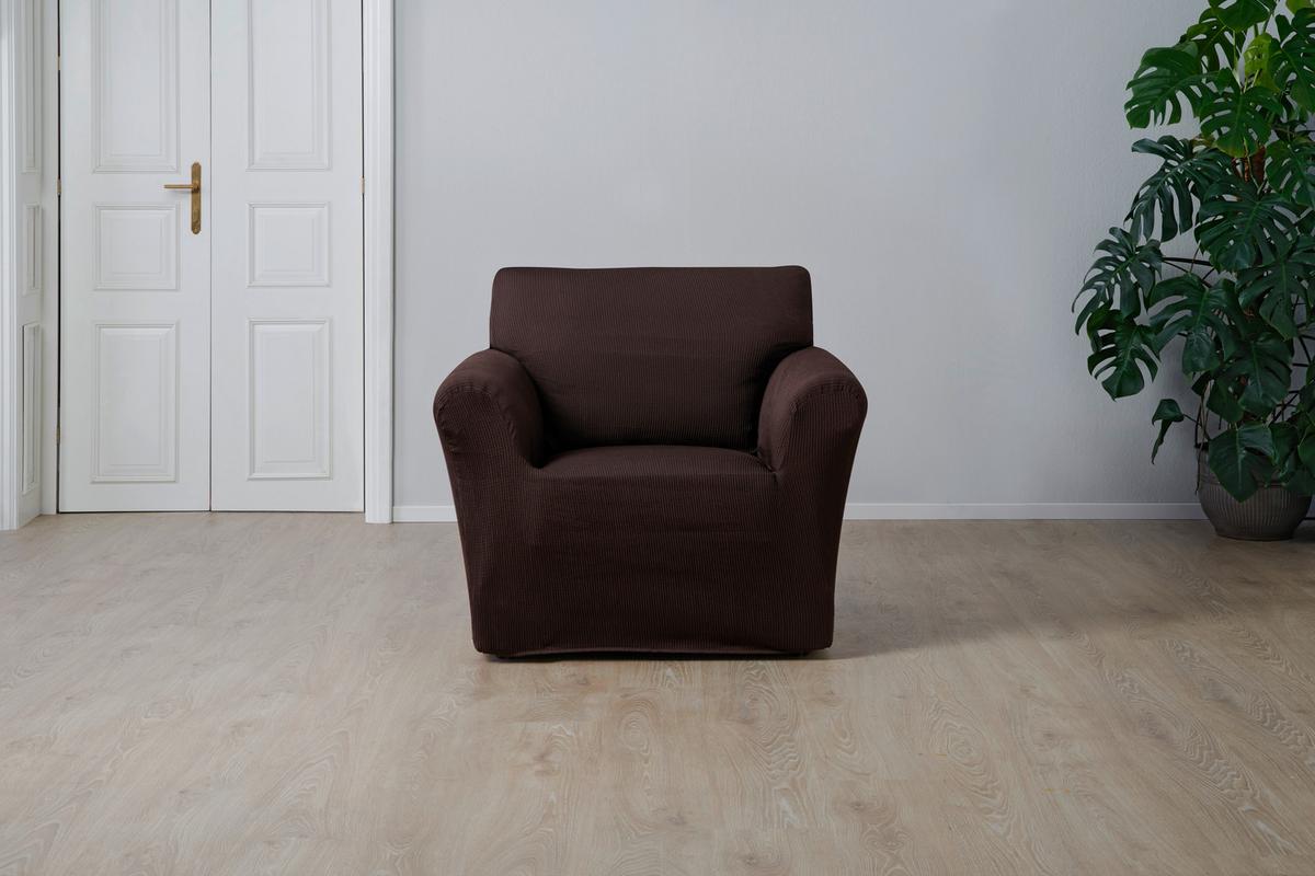 Sofabezug Clara 1-sitzer Braun Baumwolle Stretch-Gewebe - Braun, ROMANTIK / LANDHAUS, Textil - James Wood