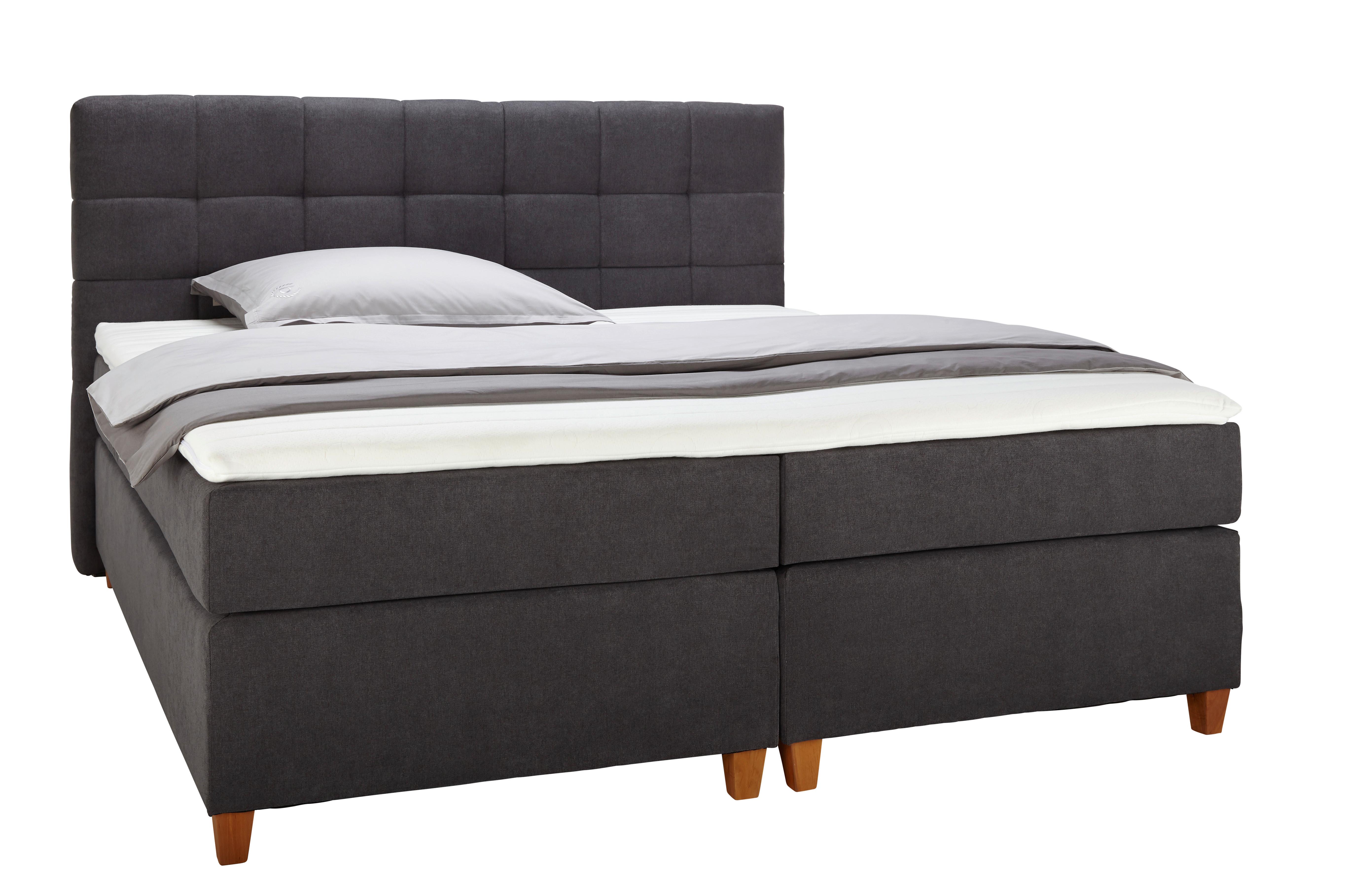 Postel Boxspring JERRY, 180x200 cm, tmavě šedá - tmavě šedá/barvy olše, Moderní, dřevo/kompozitní dřevo (180/200cm) - Bessagi Home