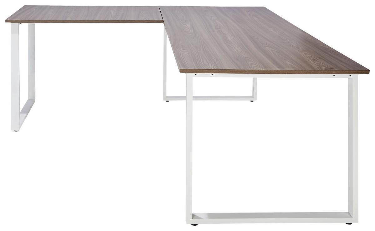 Eckschreibtisch Workspace XL I Grau/Weiß - Weiß/Grau, Basics, Holzwerkstoff/Metall (180/180/75,5cm) - MID.YOU