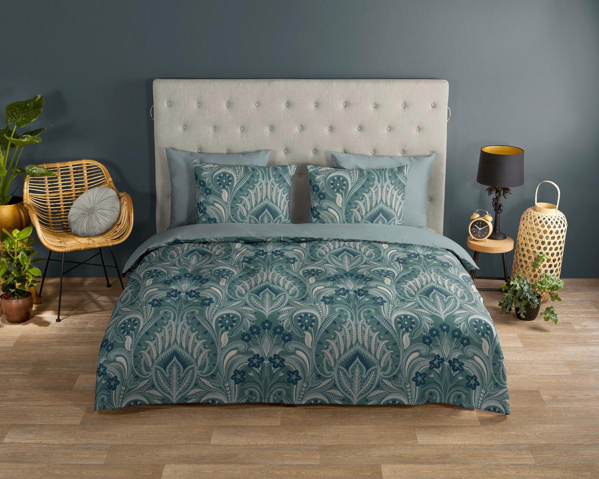 WENDEBETTWÄSCHE Nola - Perlmutt/Grün, Basics, Textil (140/200cm)