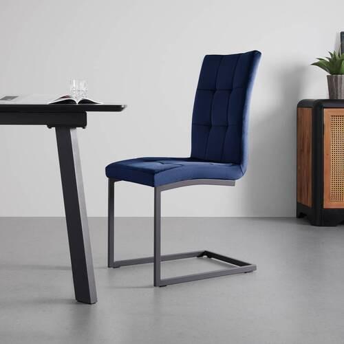 Dvoudílna sada židlí MELA tmavěmodrá - černá/tmavě modrá, Moderní, kov/textil (44/95/60cm) - PBJ