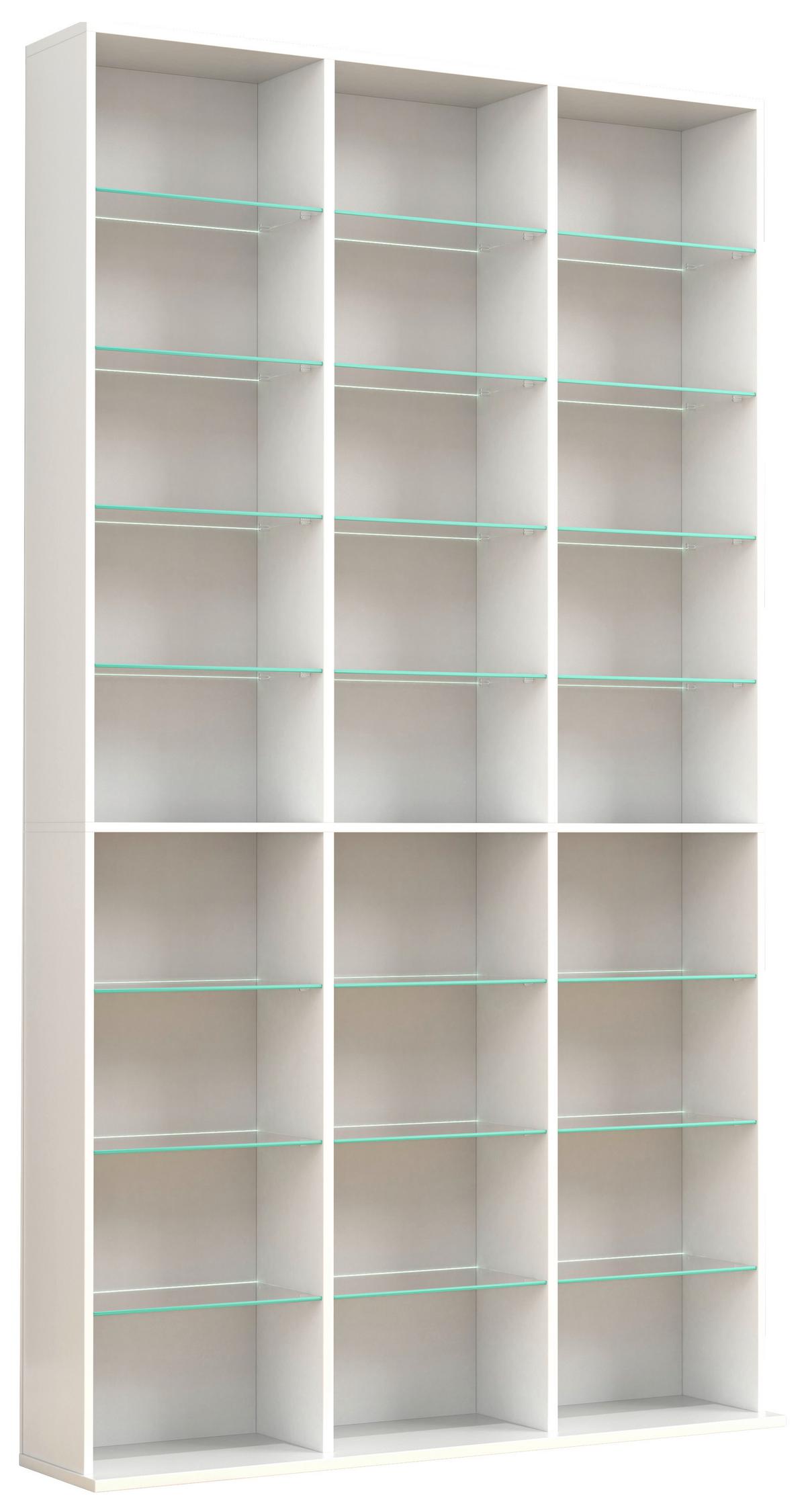 Regal Zilas Weiß B: 102 cm - Weiß, Design, Glas/Holzwerkstoff (102/181/23cm) - MID.YOU