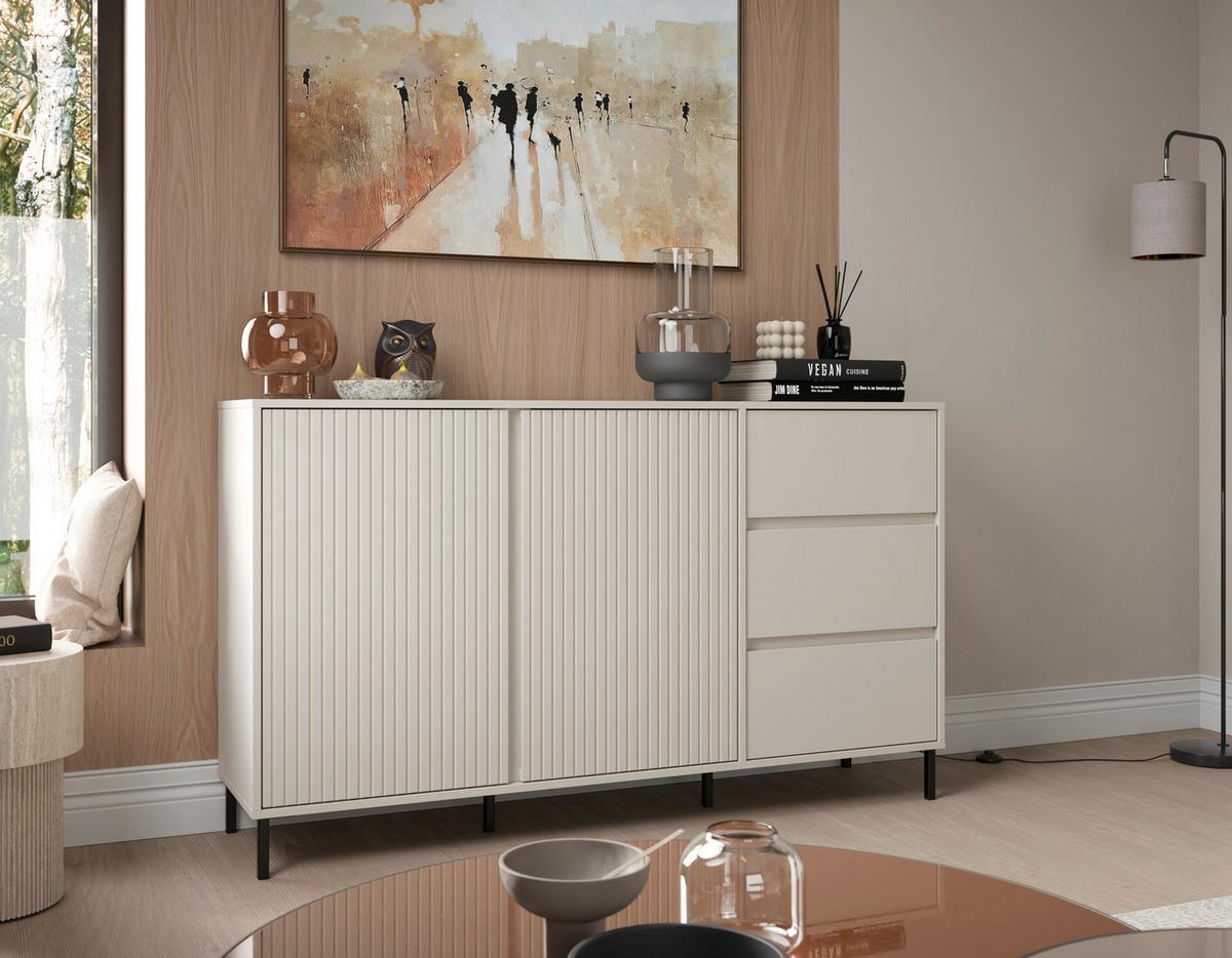 Kommode Avenale Kaschmir B: 157,8 Cm - Kaschmir/Schwarz, Trend, Holzwerkstoff (157,8/91,6/40cm)