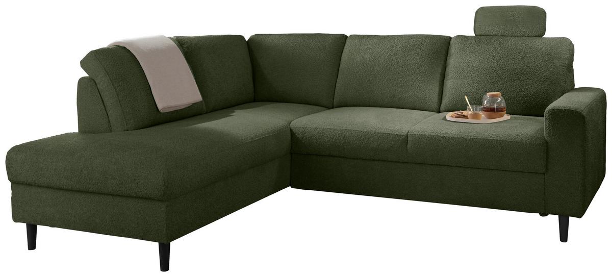 Eckschlafsofa Passione Dunkelgrün S: 200x242 Cm - Dunkelgrün/Schwarz, MODERN, Textil (200/242cm) - Livetastic