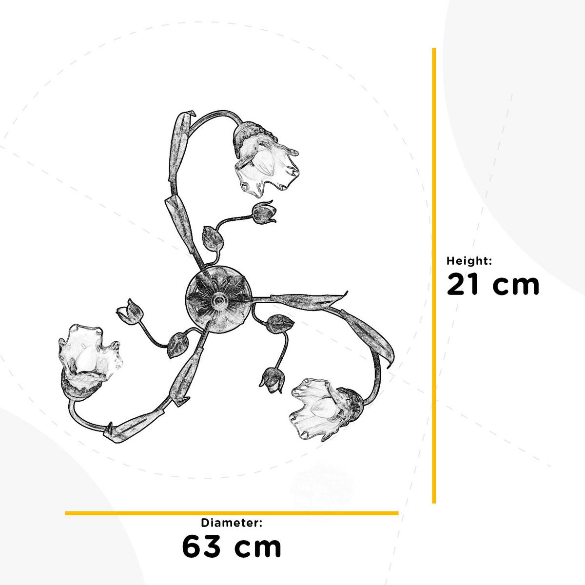 Deckenleuchte 4984/Pl3 - Bronzefarben, KONVENTIONELL, Glas/Metall (63/20cm)
