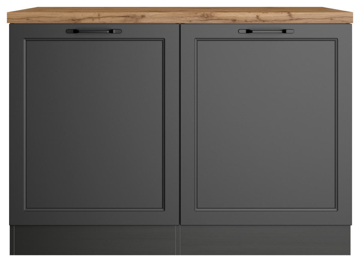 Spülenunterschrank Meran B: 120 Cm Grau/eiche Dekor - Eiche Wotan/Grau, LIFESTYLE, Holzwerkstoff (120/86/60cm) - Held