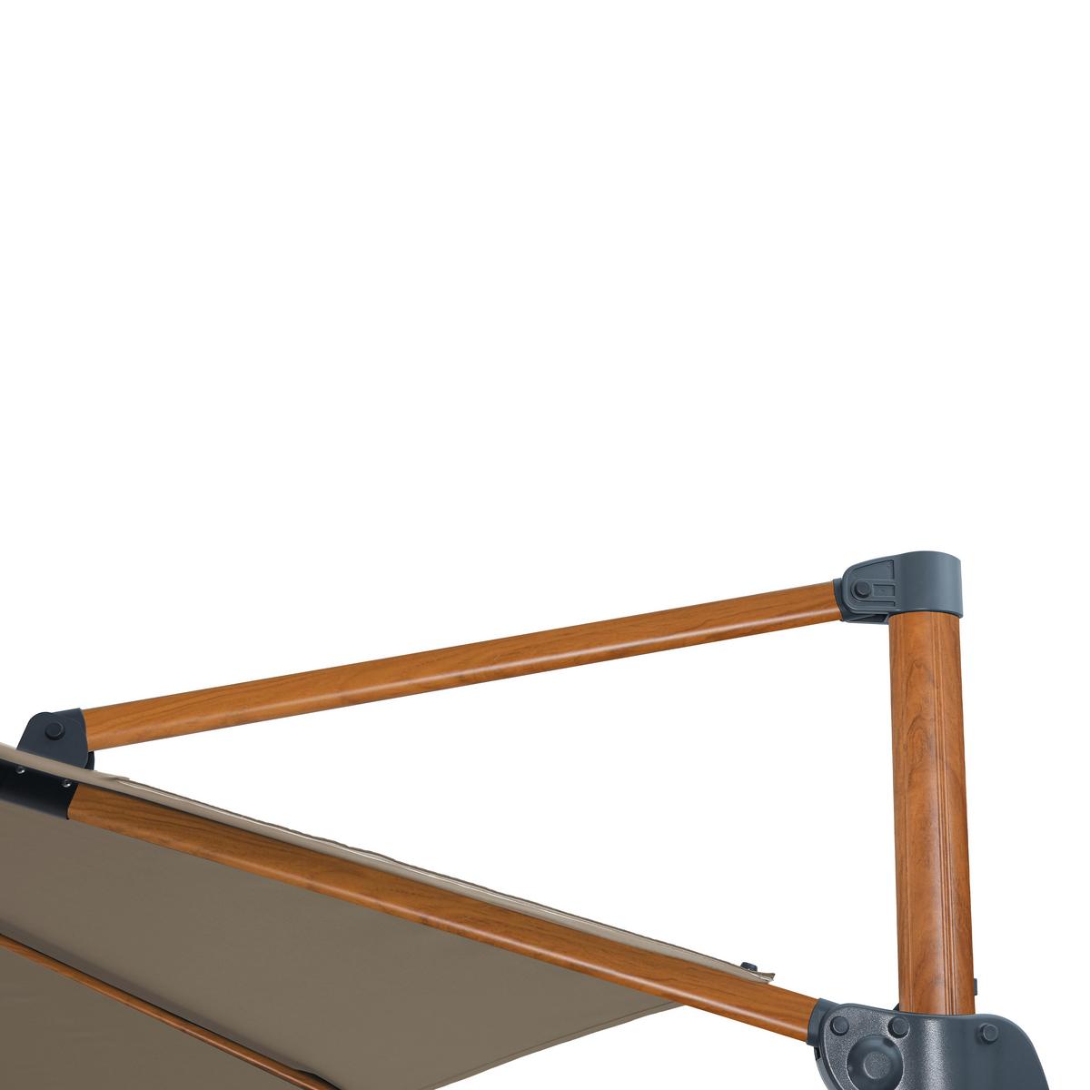 Ampelschirm Taupe/Natur DM: 300 H:250 - Taupe/Eichefarben, MODERN, Textil/Metall (300/250cm)